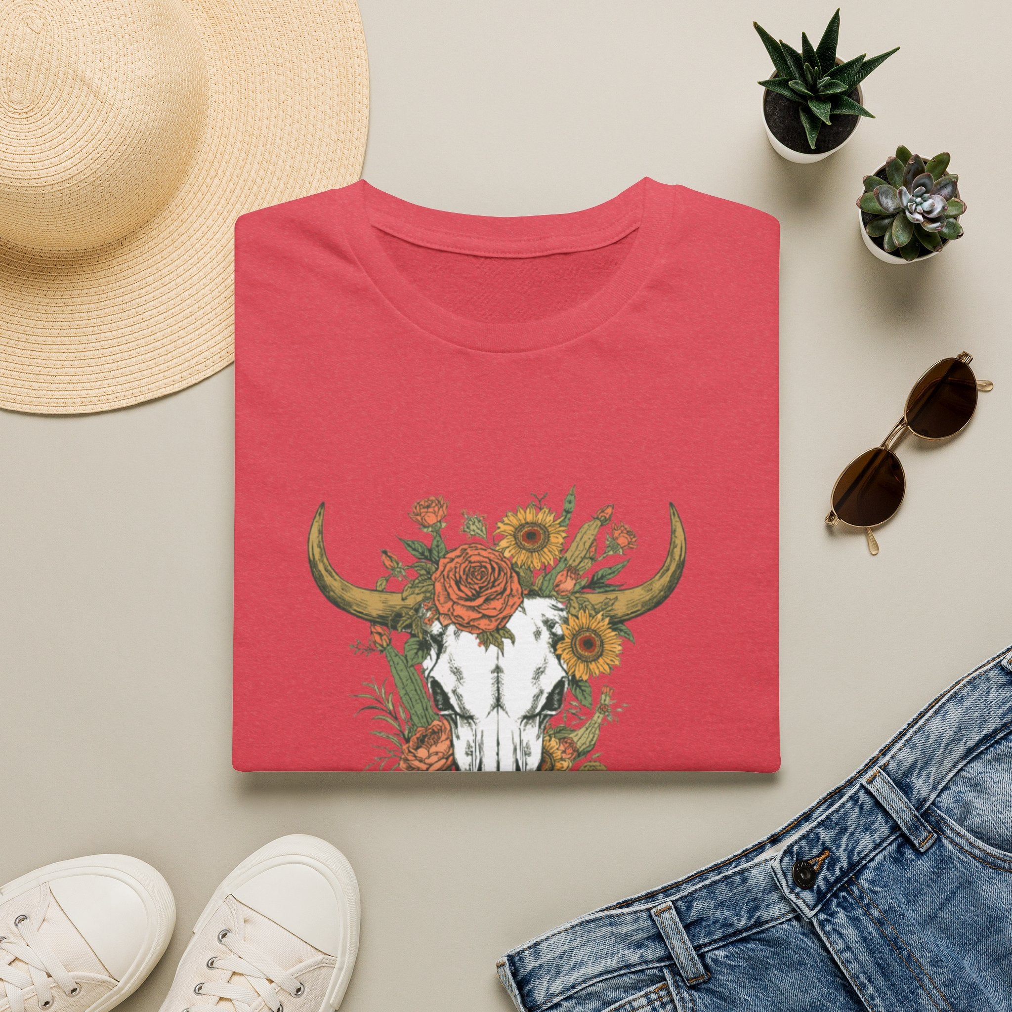 Floral Bull Skull T-Shirt — Boho Western Graphic Tee