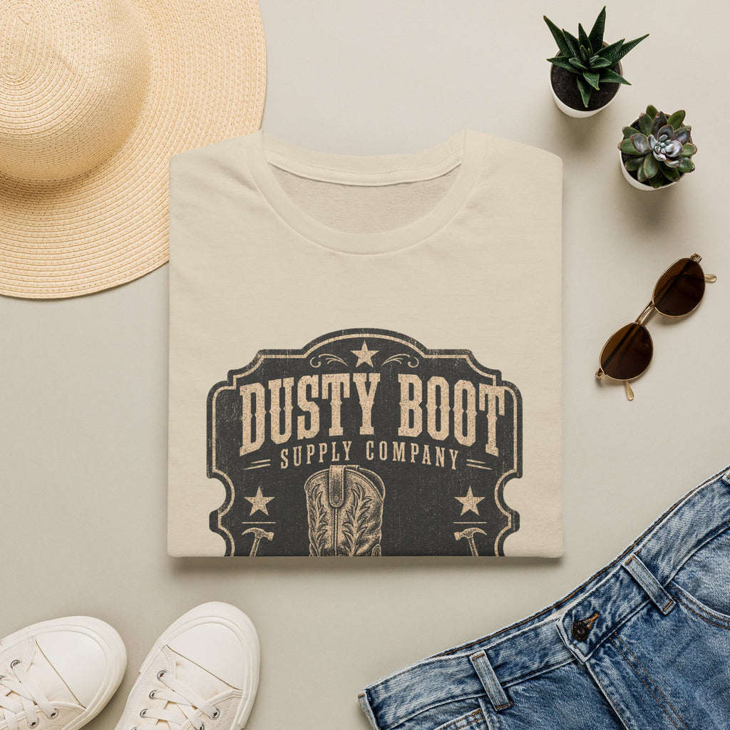 Dusty Boot Supply Company Vintage Western T‑Shirt — Cowboy Boot Graphic Tee