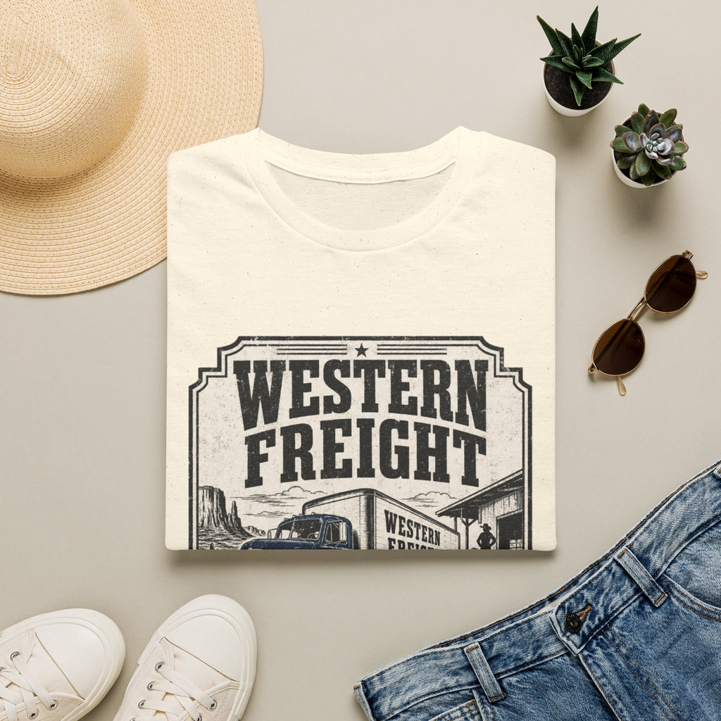 Western Freight Vintage Truck T-Shirt — 'Delivered Rain or Shine' Route 66 Tee