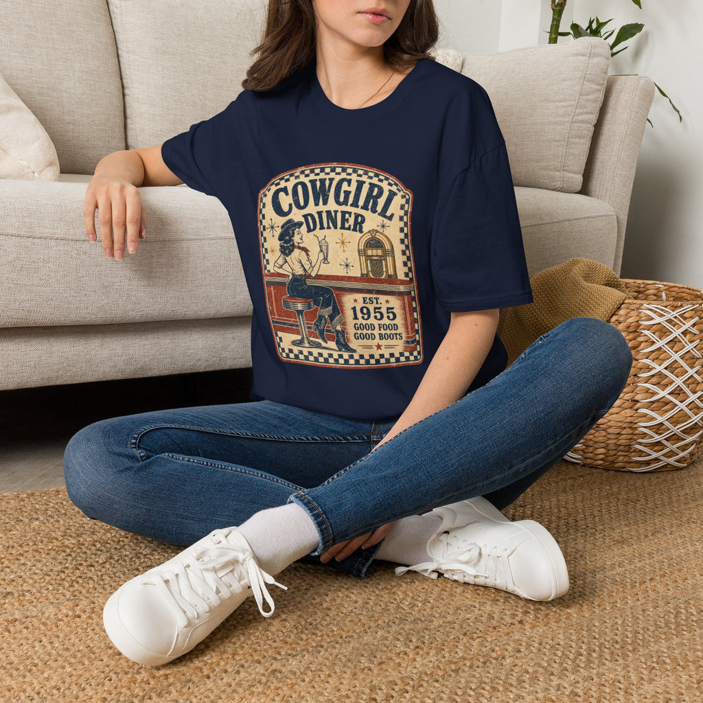 Cowgirl Diner Vintage Tee — Retro Western 'Cowgirl Diner' Graphic T-Shirt