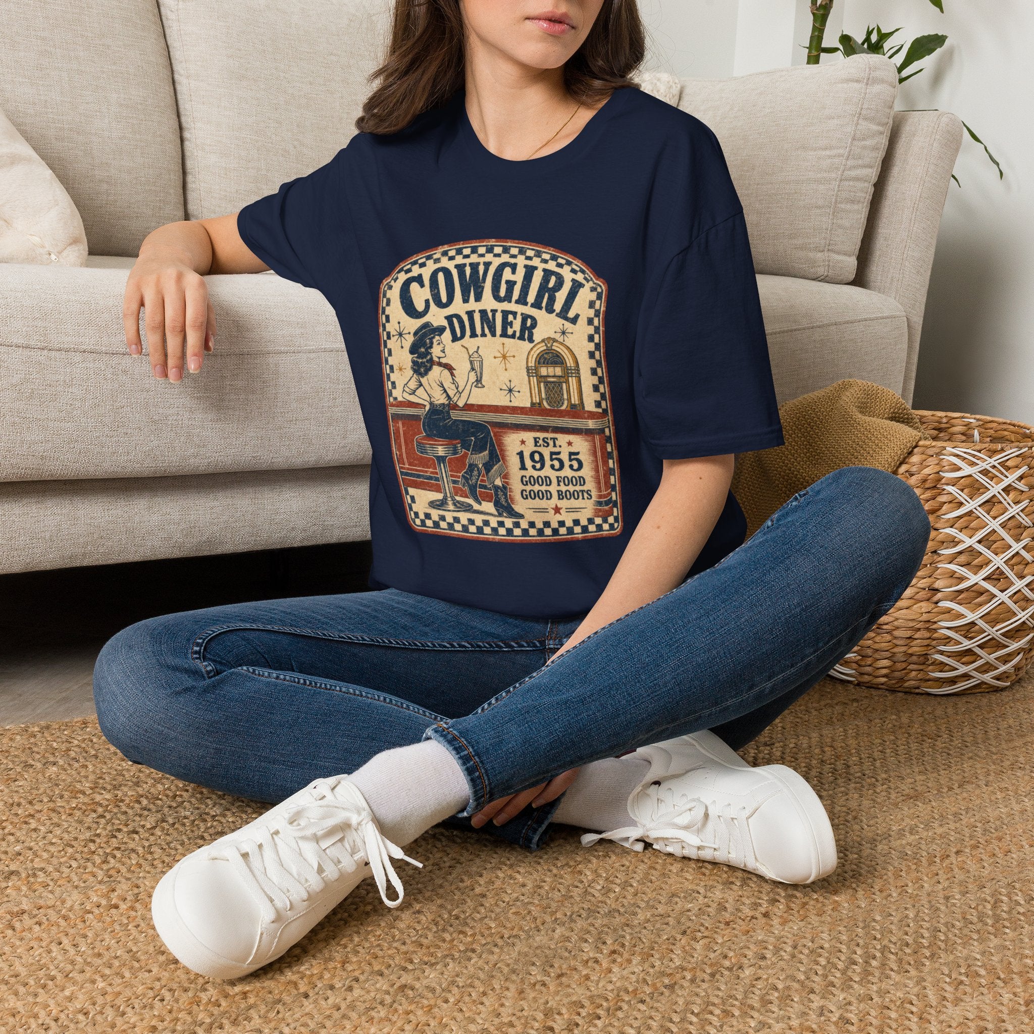 Cowgirl Diner Vintage Tee — Retro Western 'Cowgirl Diner' Graphic T-Shirt