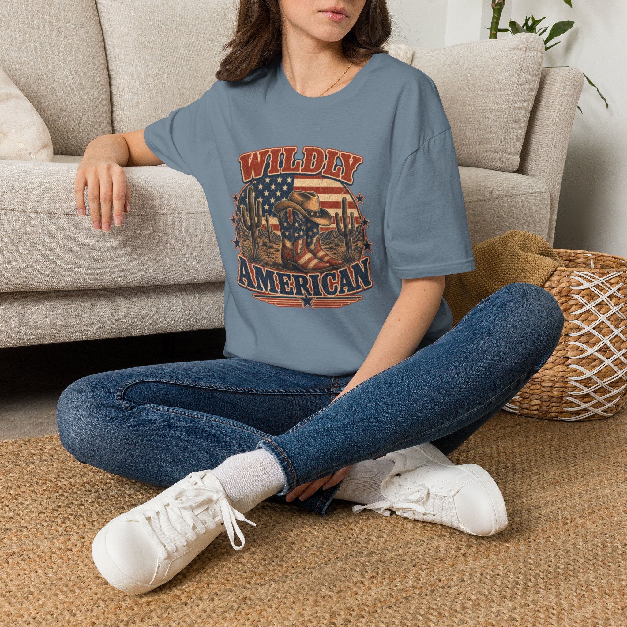 Wildly American T-Shirt — Vintage Cowboy Flag Graphic