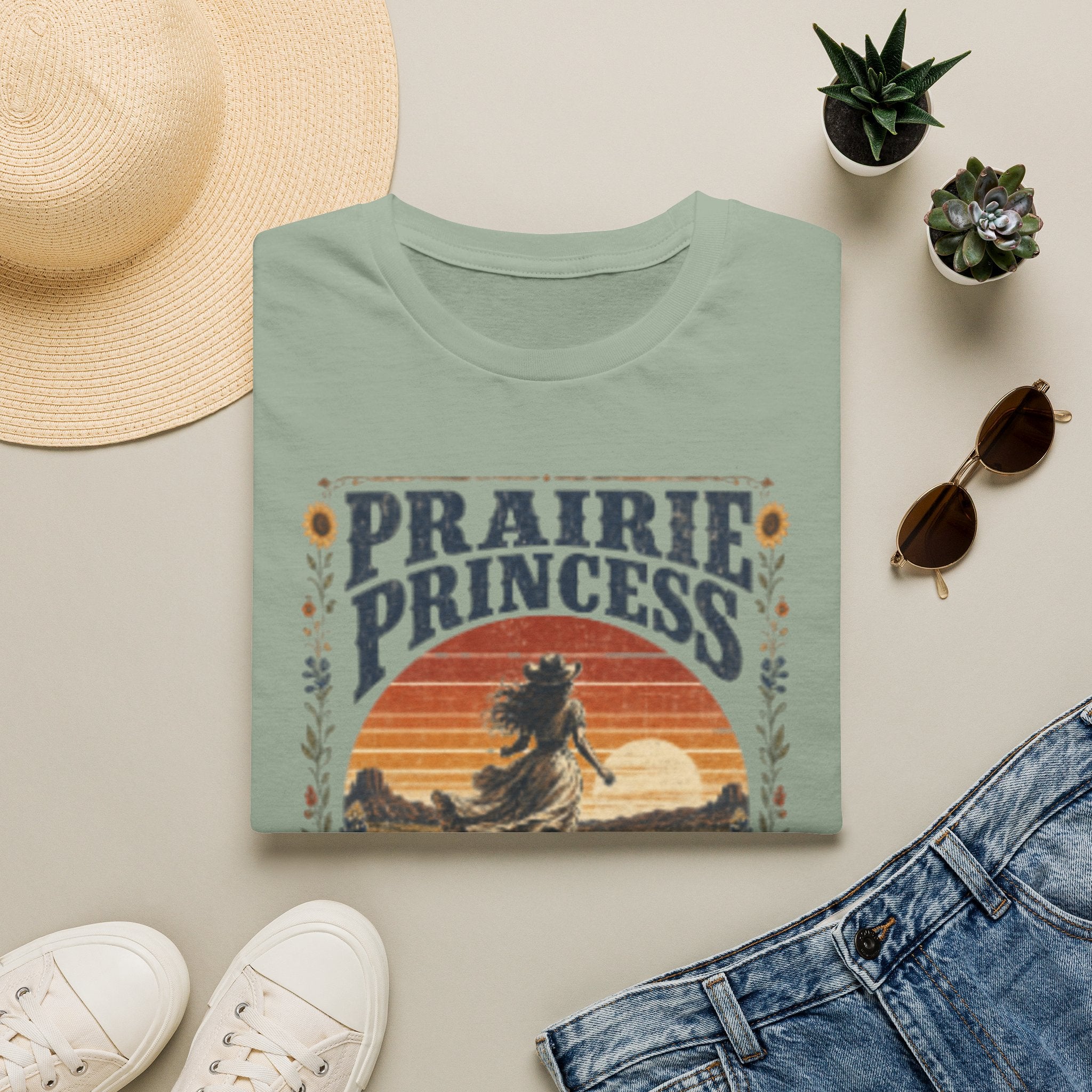 Prairie Princess T-Shirt — Vintage Sunset Cowgirl Tee