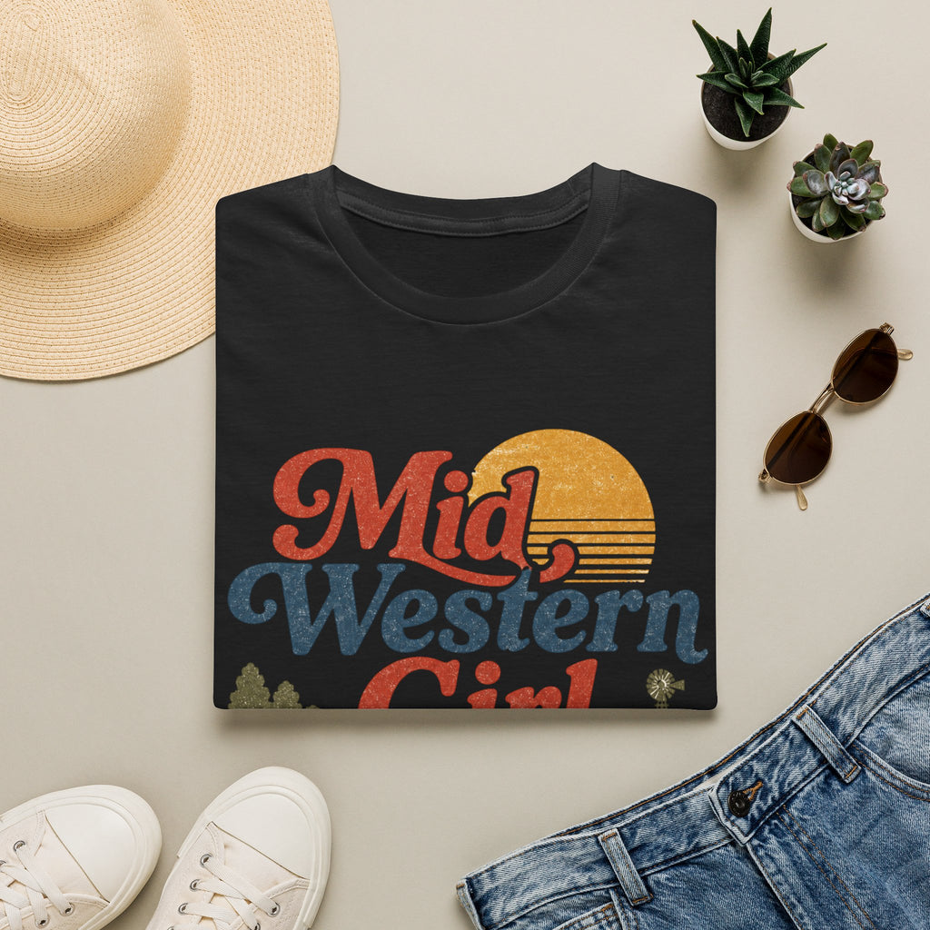 Midwestern Girl T‑Shirt — Retro Sunset Midwest Pride Tee
