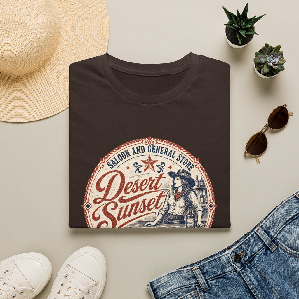 Desert Sunset Saloon T-Shirt — Vintage Western Cowgirl Graphic Tee
