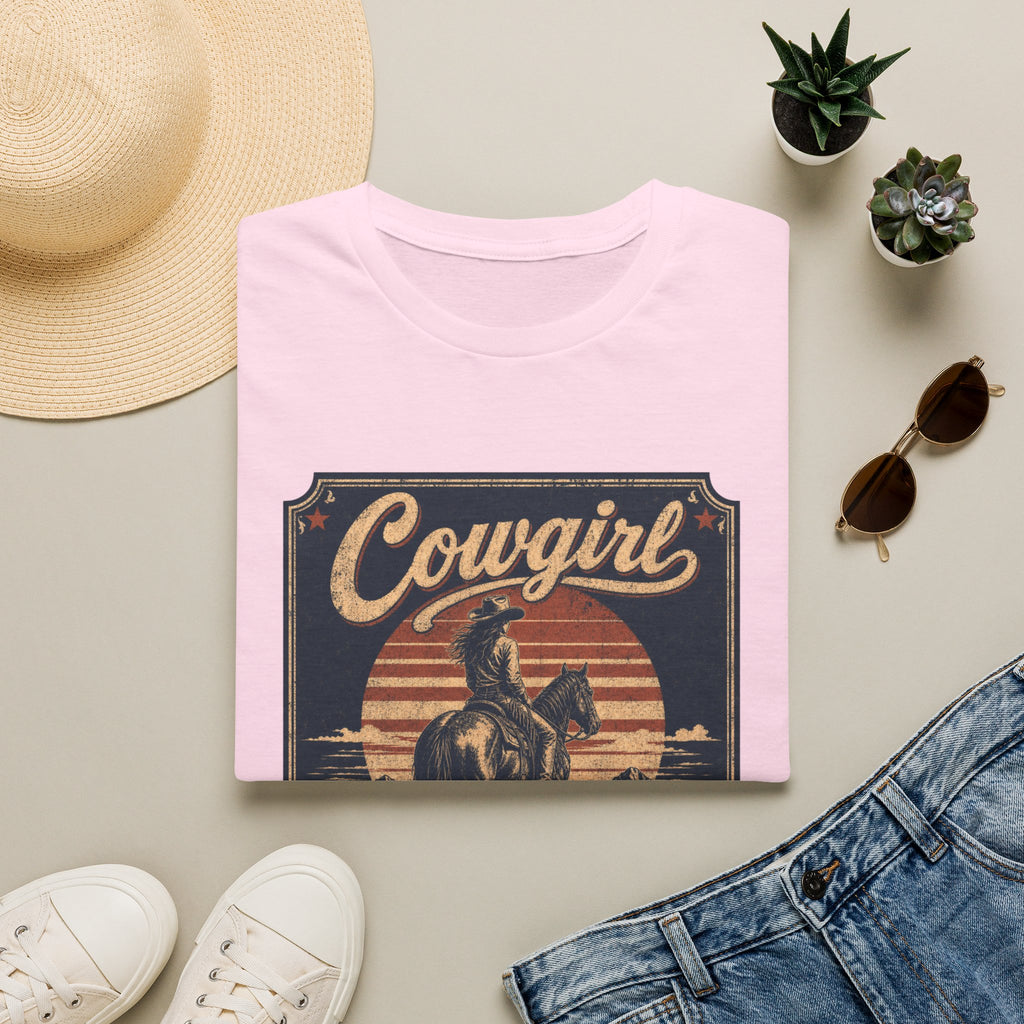 Cowgirl Vintage Graphic Tee — 'Cowgirl' Sunset Horse Riding T-Shirt