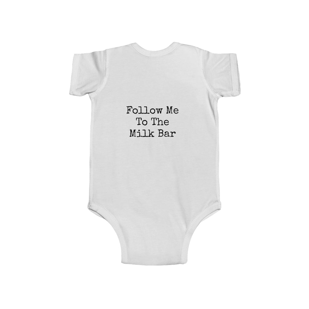 Infant Bodysuit – “Little Desert Wanderer” Front & “Follow Me To The Milk Bar” Back Baby Onesie (Cute Western Nursery Gift)