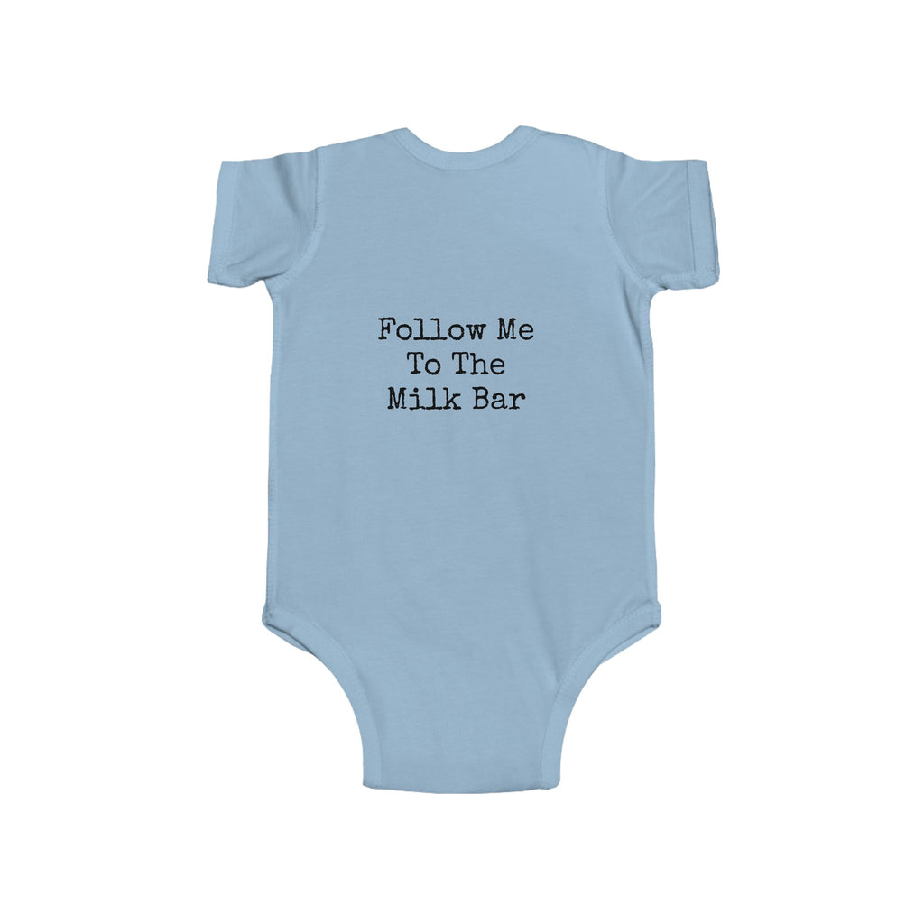 Infant Bodysuit – “Little Desert Wanderer” Front & “Follow Me To The Milk Bar” Back Baby Onesie (Cute Western Nursery Gift)