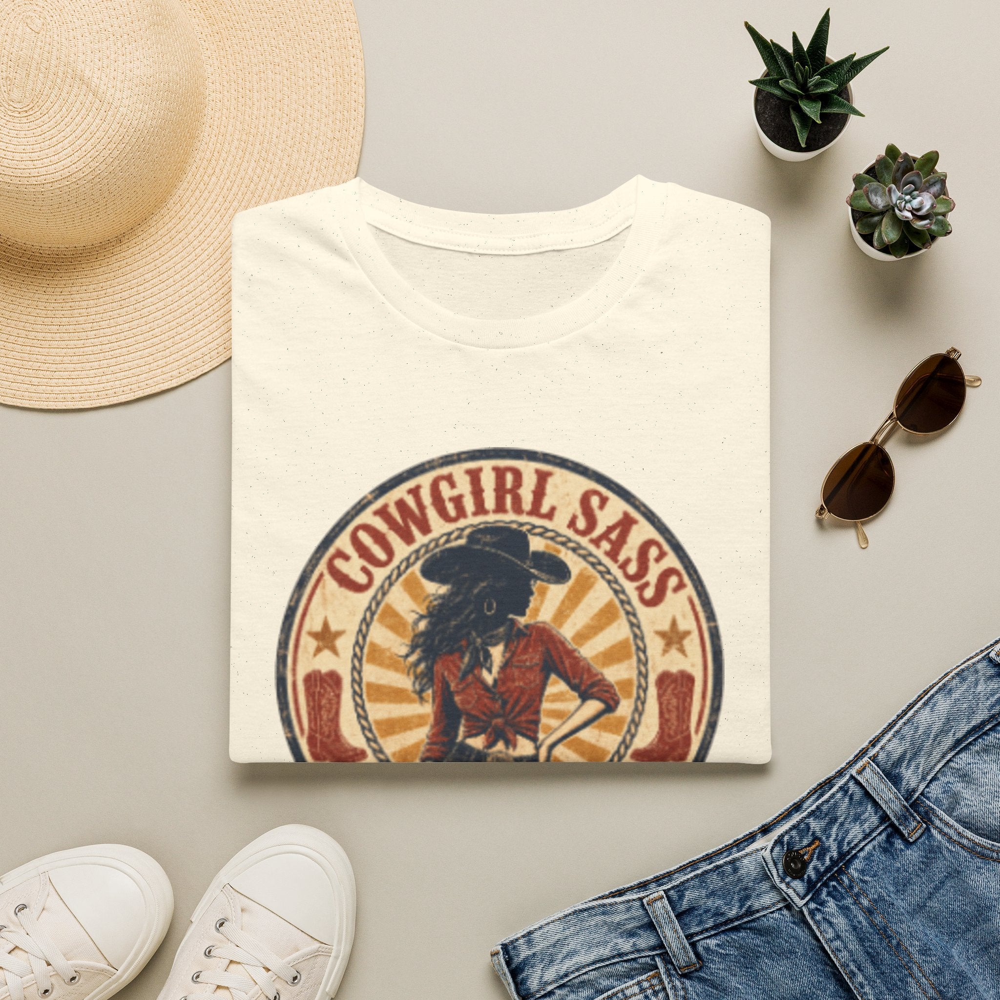 Cowgirl Sass T-Shirt — Retro Western "Handle With Caution" Graphic Tee