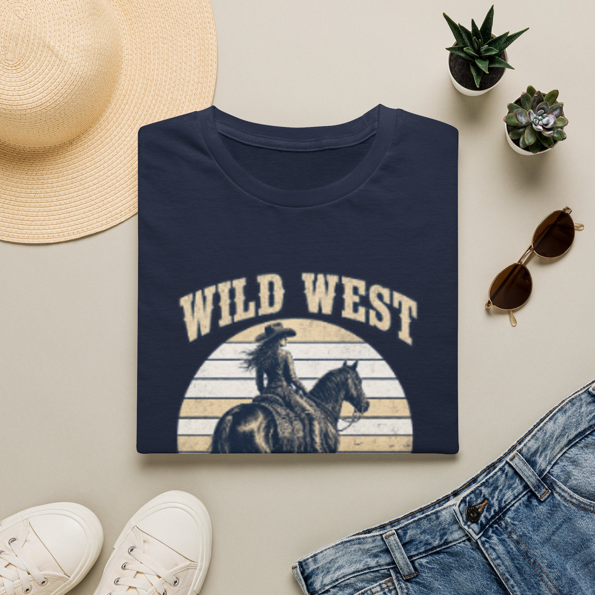 Wild West T-Shirt — Vintage Cowboy 'She Rode' Graphic
