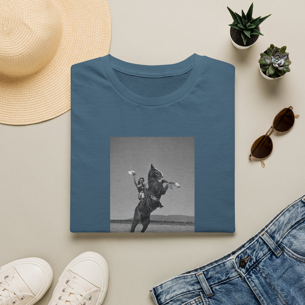 Vintage Rodeo Cowboy Photo T-Shirt — Black & White Western Graphic