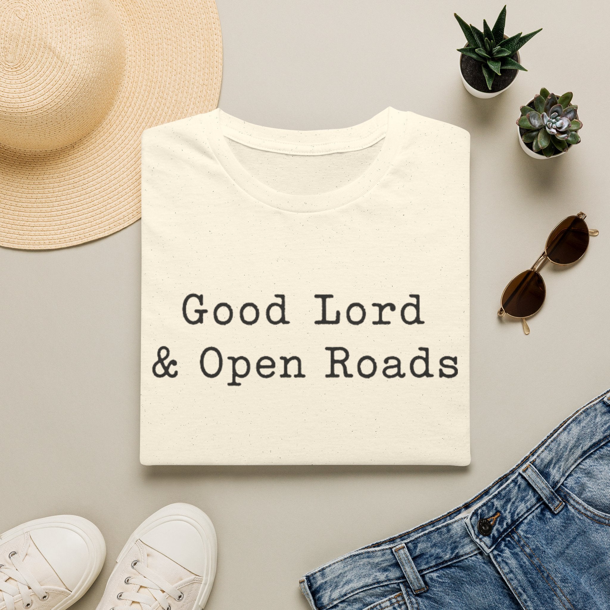 Good Lord & Open Roads T‑Shirt — Cozy Travel & Faith Graphic Tee