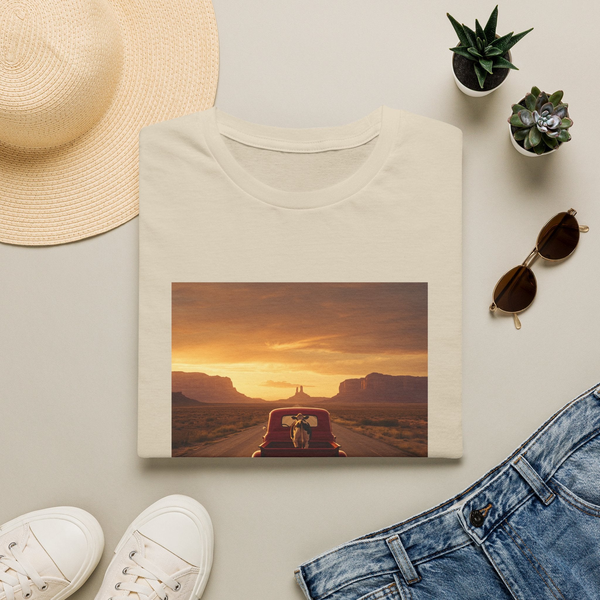 Sunset Road Trip T-Shirt — Retro Car Highway Scenic Tee