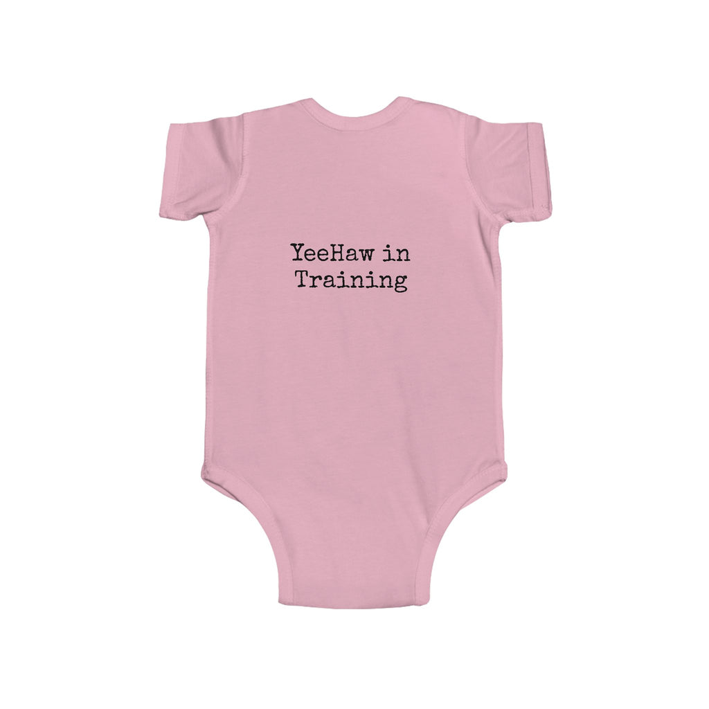 Infant Bodysuit – 'YeeHaw in Training' Western Baby Romper with Highland Heifer Graphic