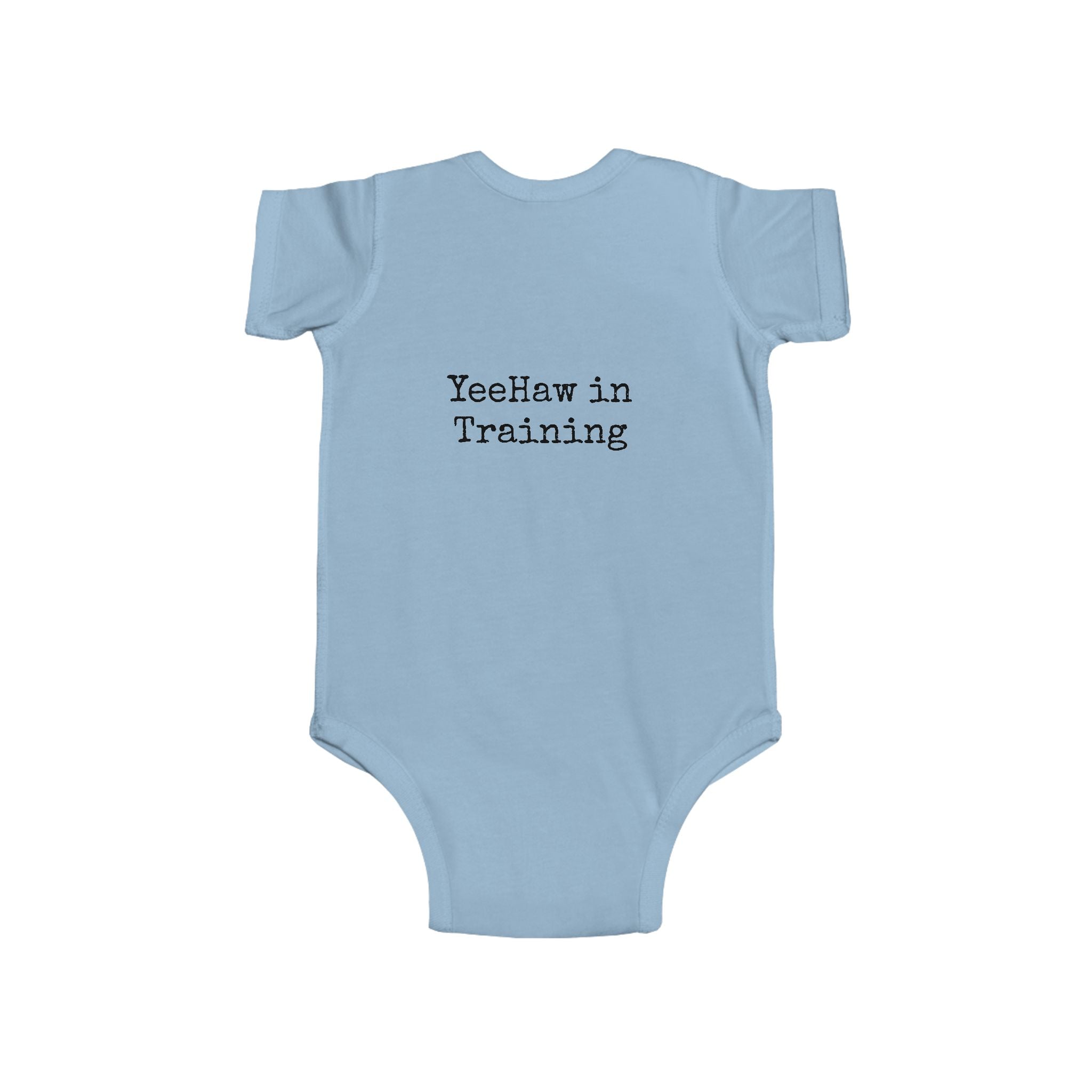 Infant Bodysuit – 'YeeHaw in Training' Western Baby Romper with Highland Heifer Graphic