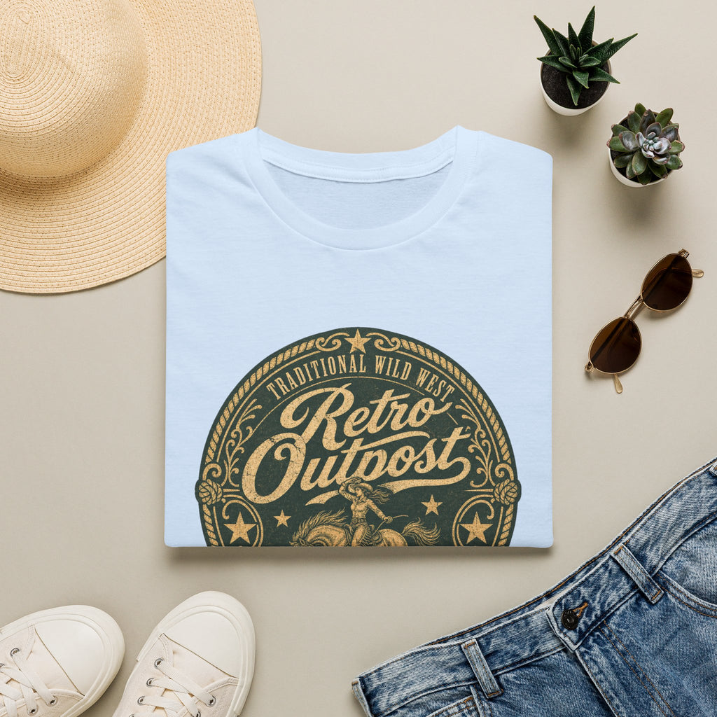 Retro Outpost T‑Shirt — Vintage Wild West Badge Graphic