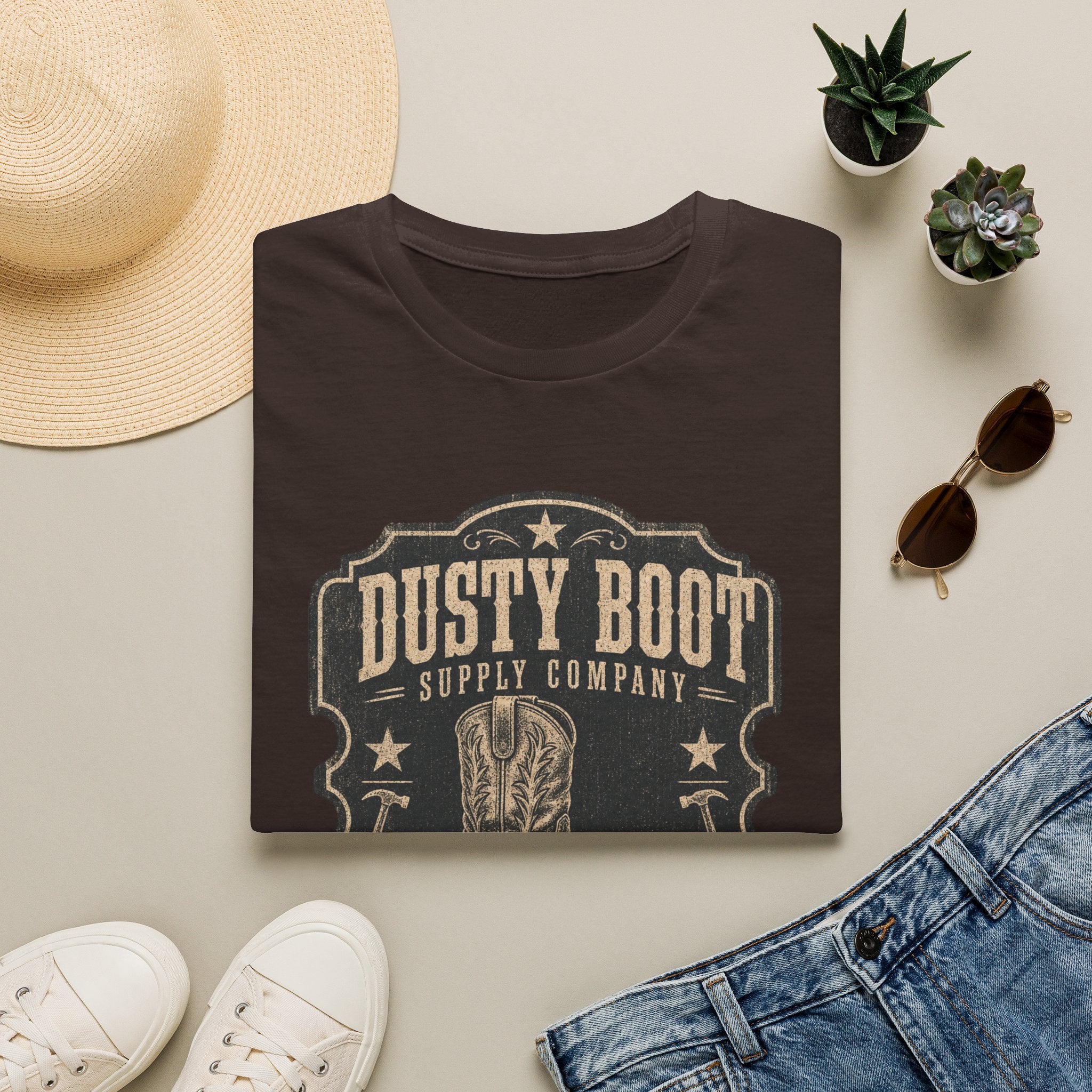 Dusty Boot Supply Company Vintage Western T‑Shirt — Cowboy Boot Graphic Tee