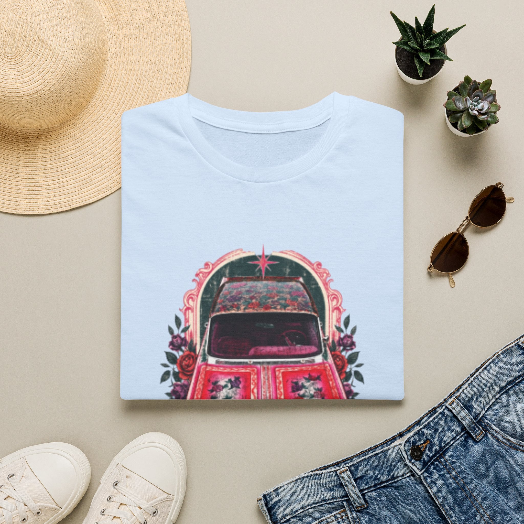 Vintage Floral Beetle T‑Shirt — Retro Flower Car Graphic Tee