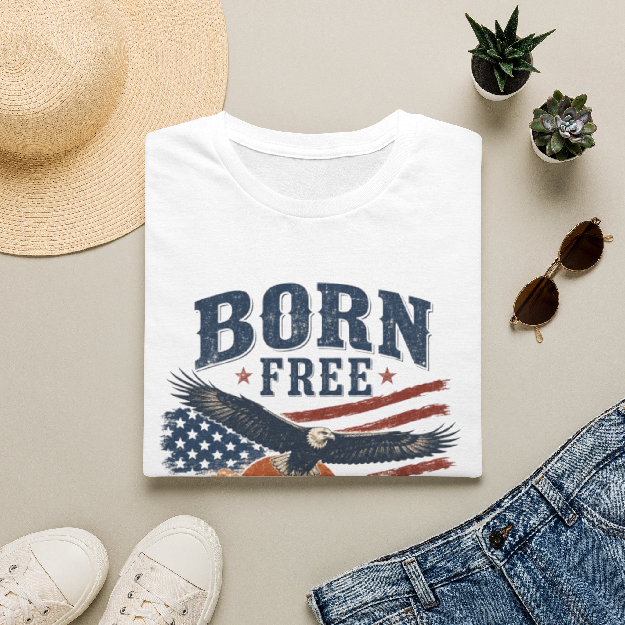 Born Free Eagle T-Shirt — Patriotic Raised Country Graphic Tee