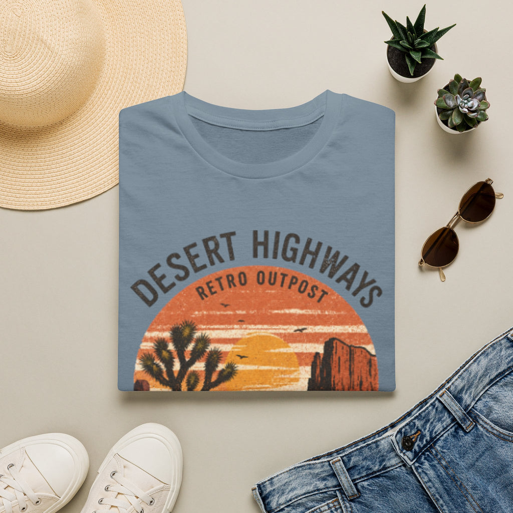 Desert Highways T‑Shirt — Retro Outpost Sunset Graphic Tee