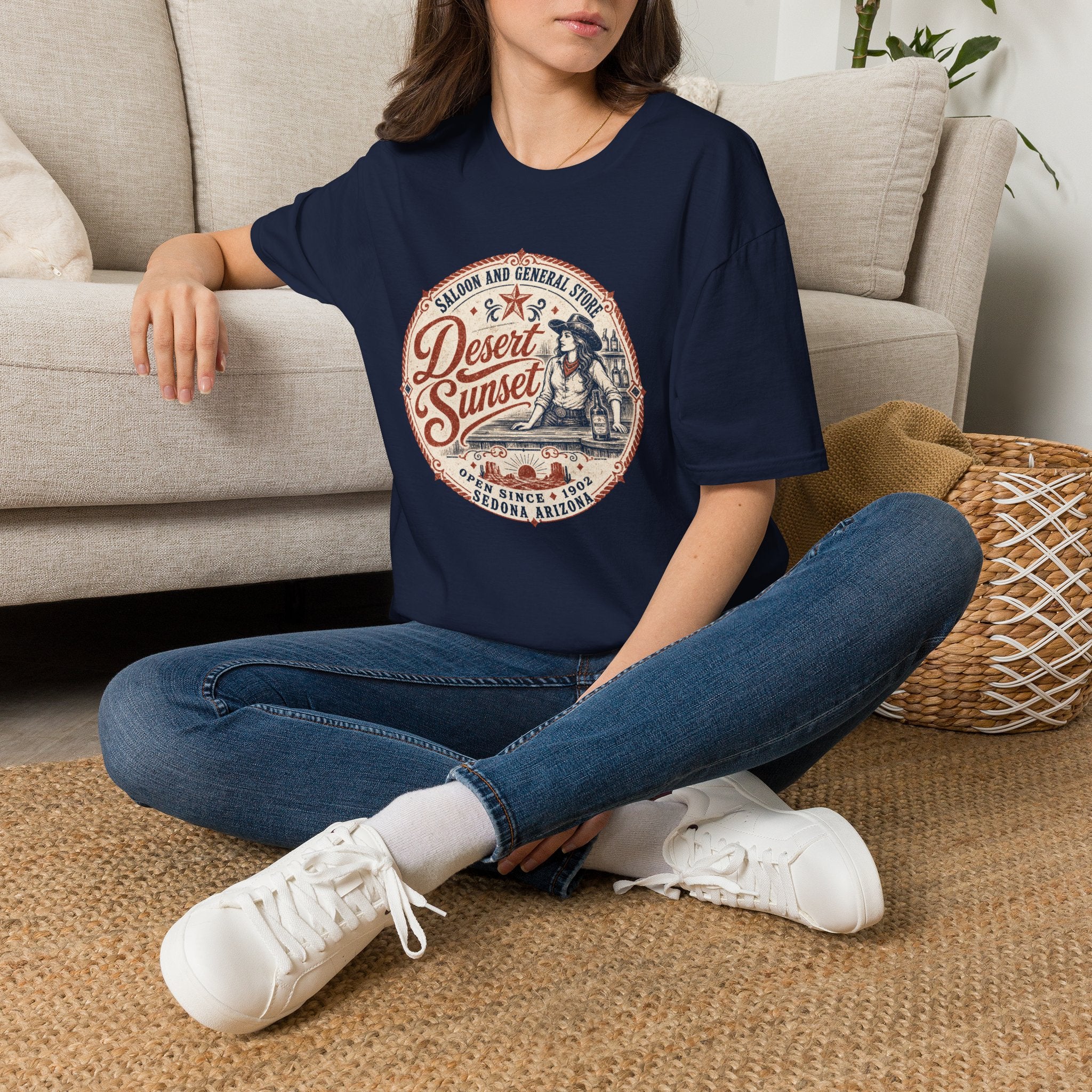 Desert Sunset Saloon T-Shirt — Vintage Western Cowgirl Graphic Tee
