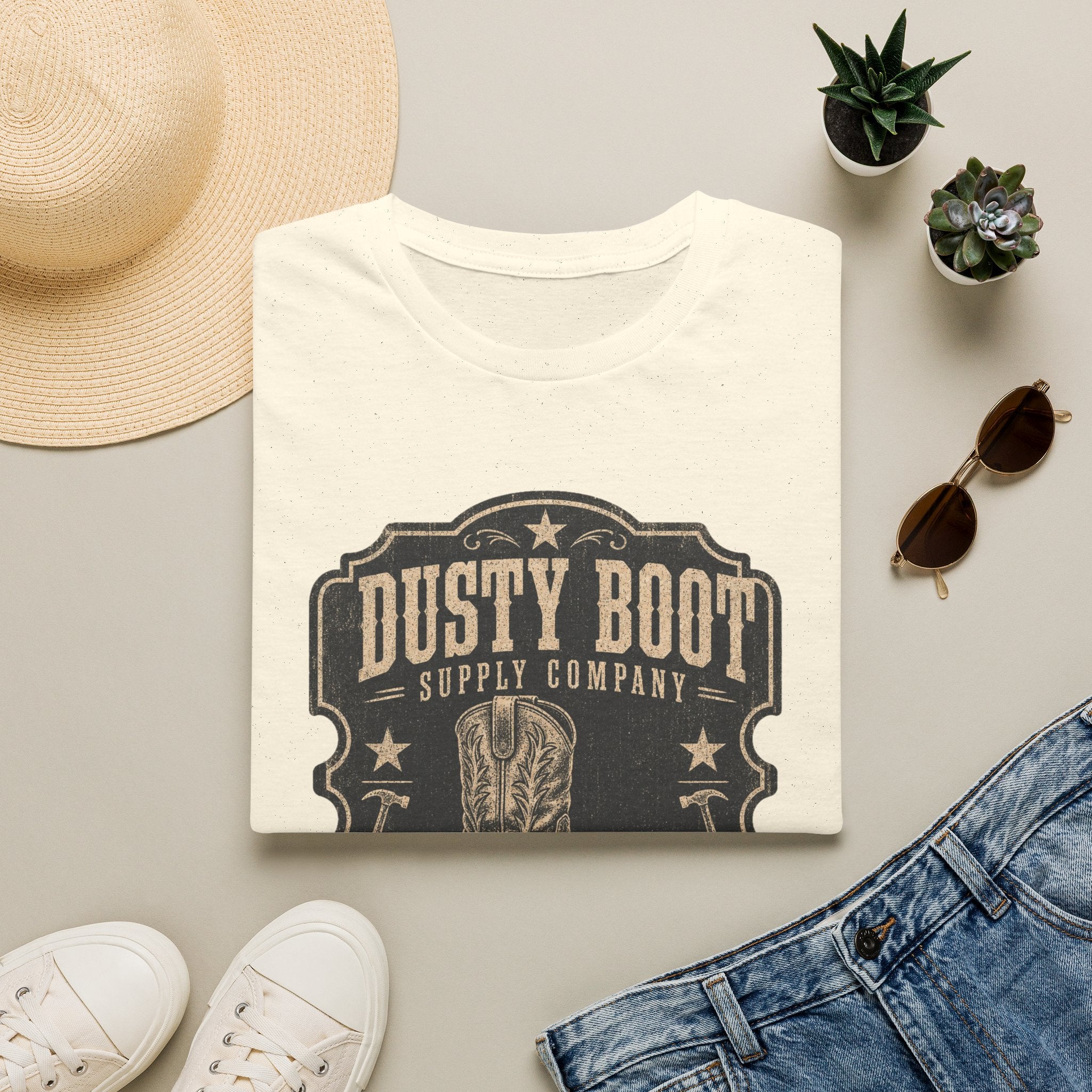 Dusty Boot Supply Company Vintage Western T‑Shirt — Cowboy Boot Graphic Tee