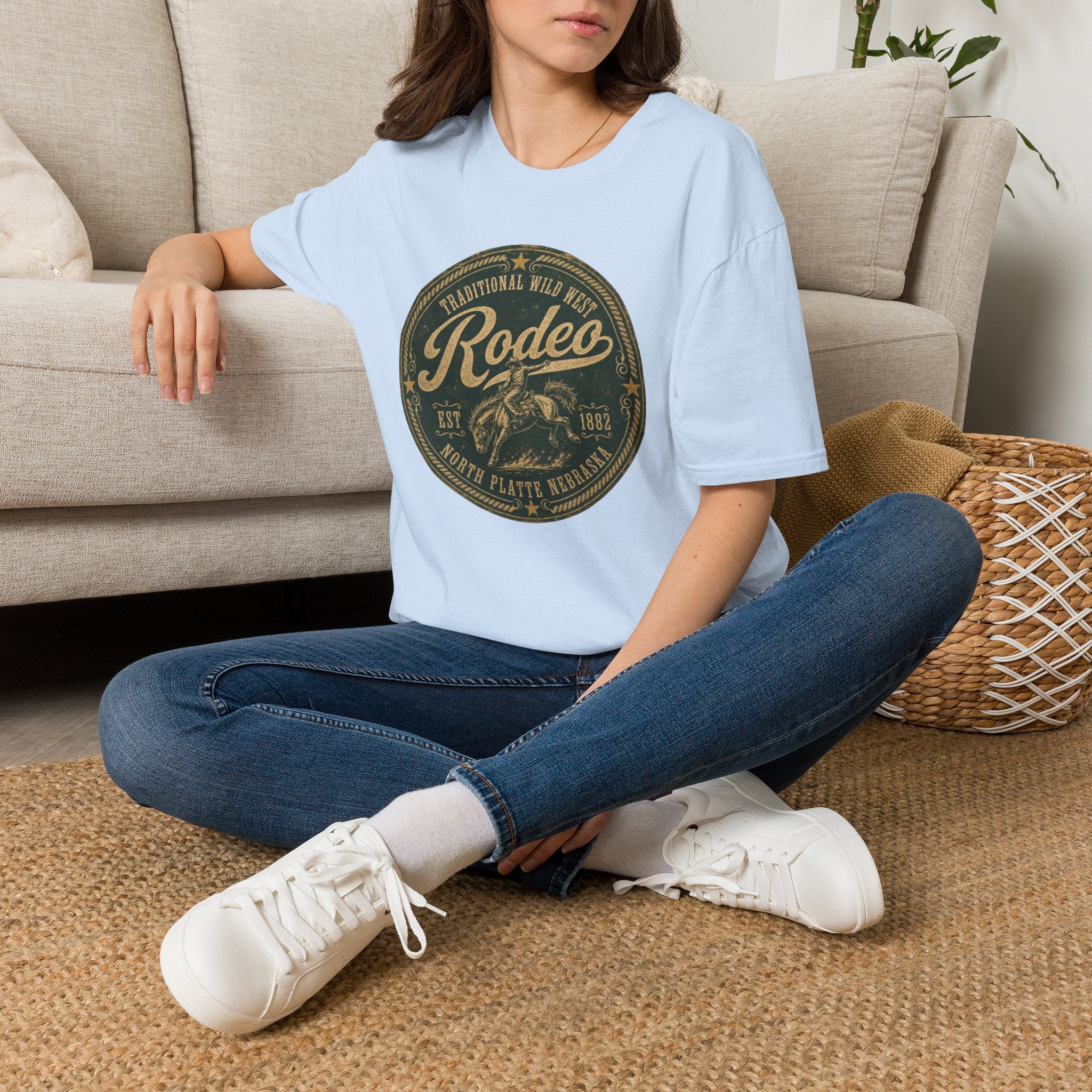 Rodeo Vintage Round Logo T-Shirt — Western Cowboy Graphic Tee