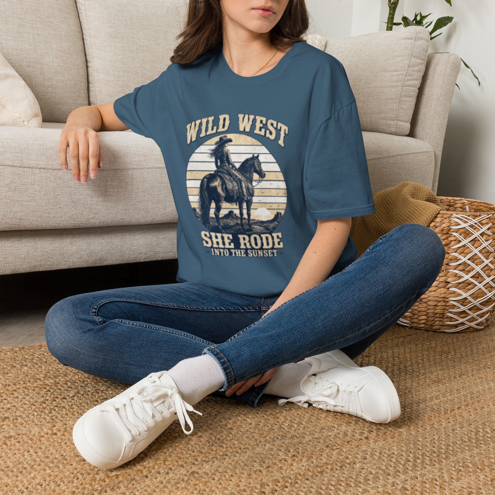 Wild West T-Shirt — Vintage Cowboy 'She Rode' Graphic