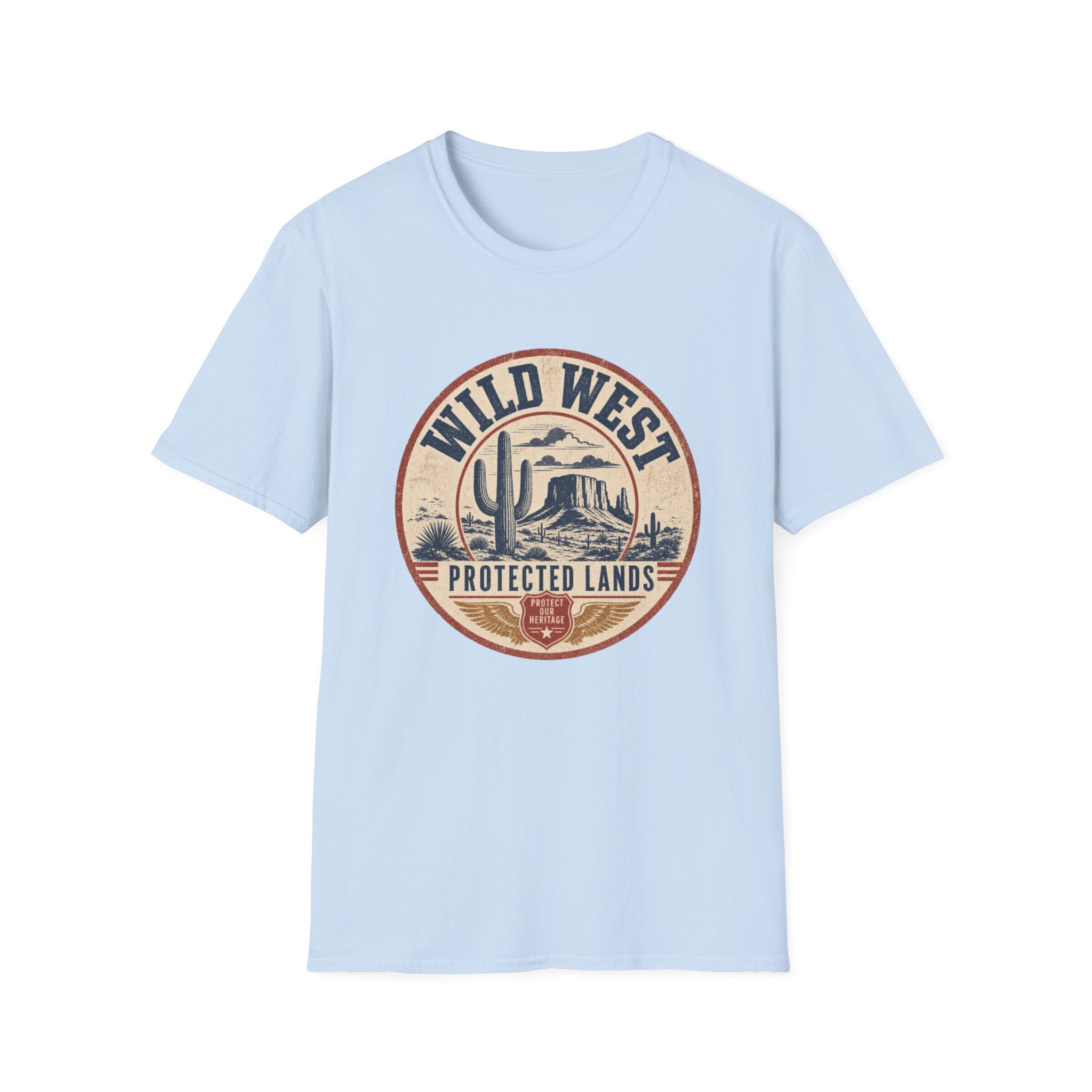 Wild West Vintage T-Shirt — "Wild West Protected Lands" Desert Cactus Graphic