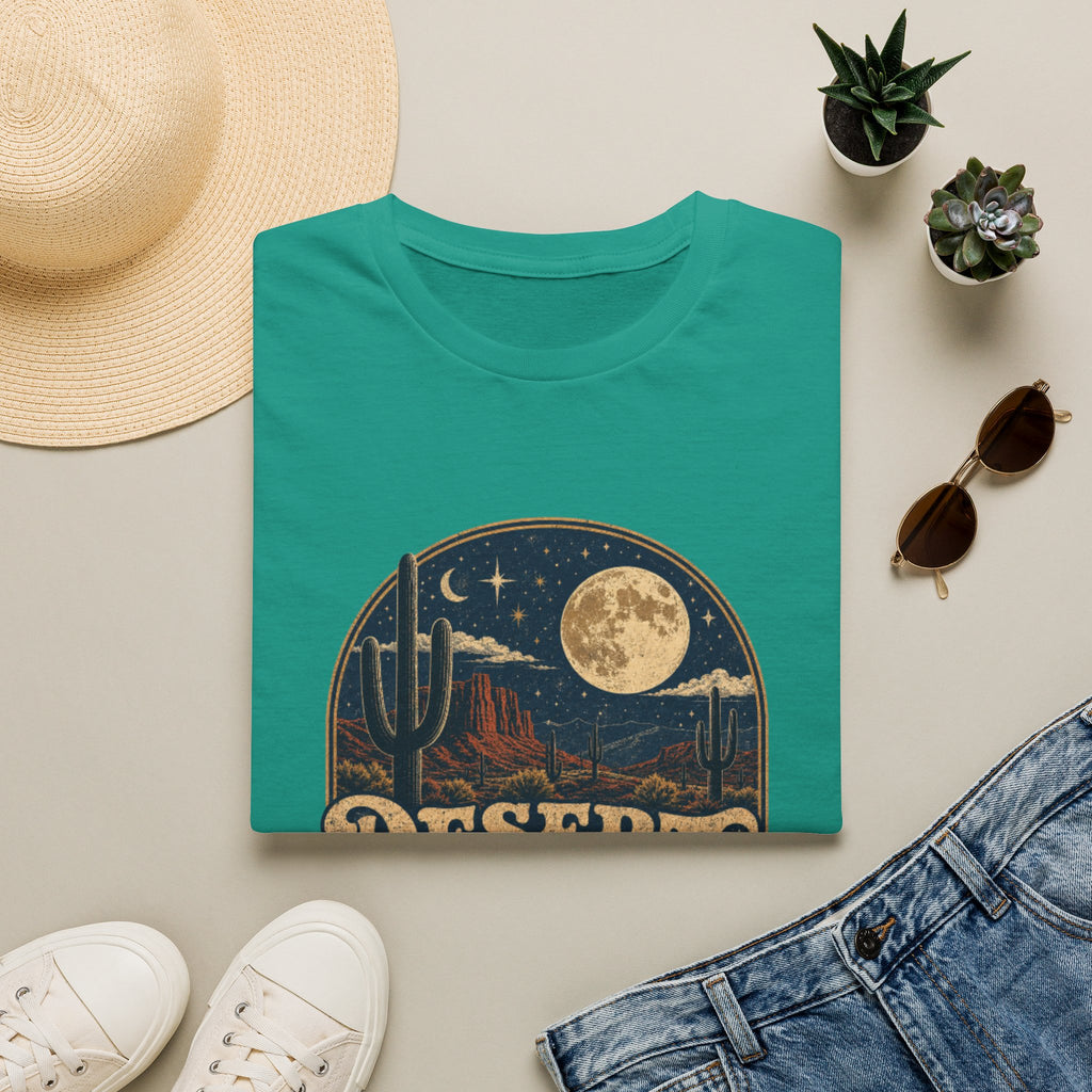 Desert Nights Graphic T-Shirt — “Desert Nights & Lights” Retro Moonlit Cactus Tee