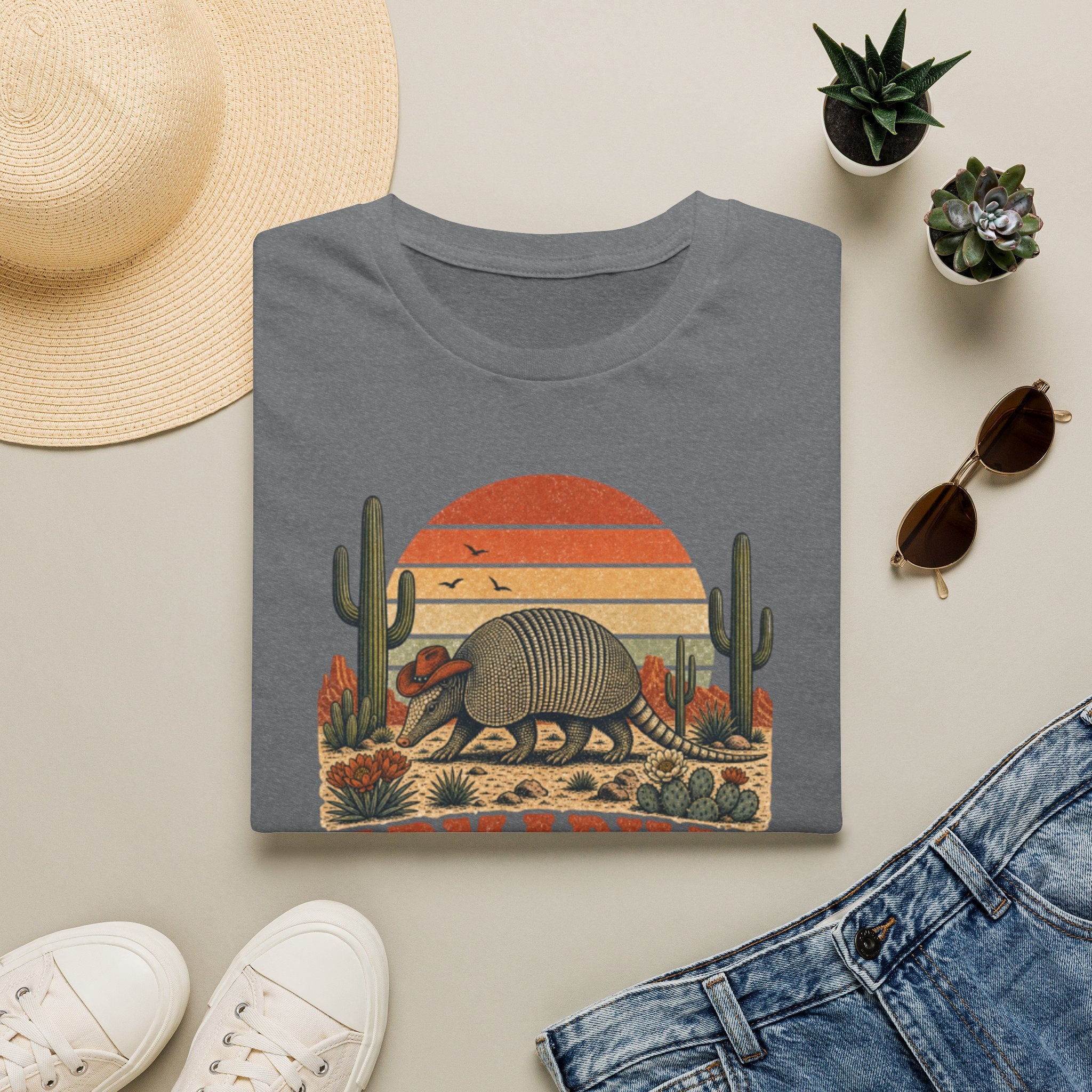 Armadillo Country T-Shirt — Retro Desert Sunset Graphic Shirt