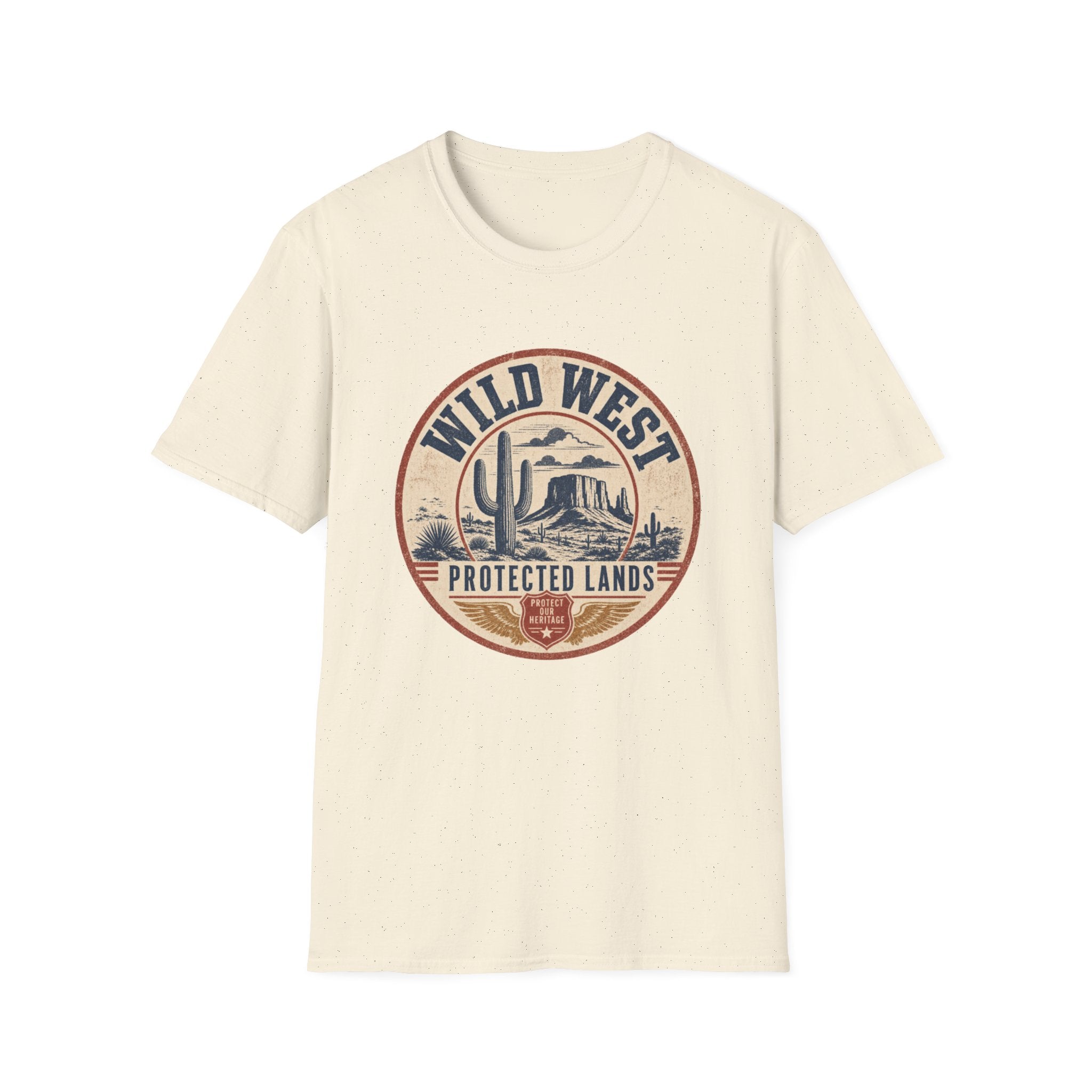 Wild West Vintage T-Shirt — "Wild West Protected Lands" Desert Cactus Graphic