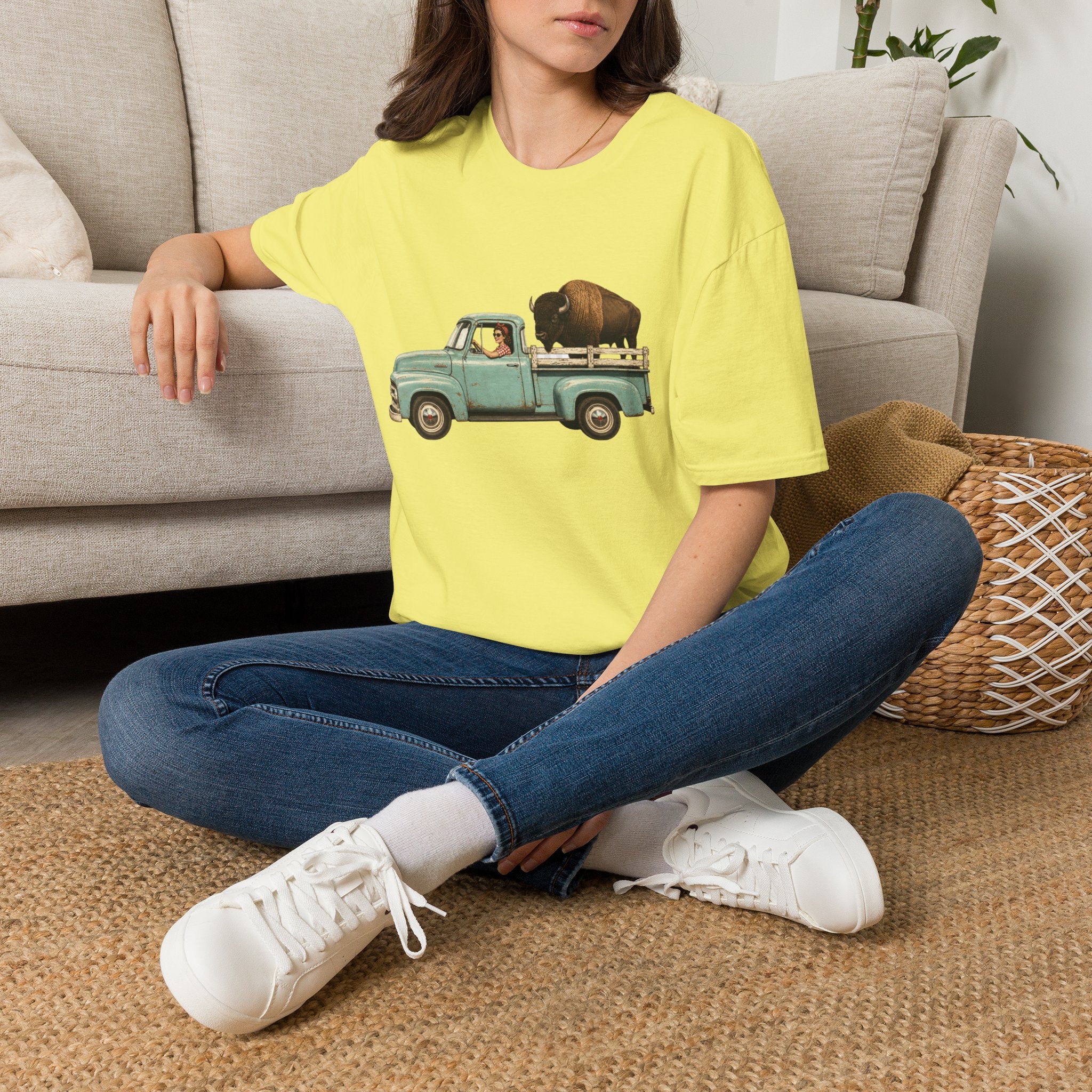 Vintage Truck & Buffalo T-Shirt — Retro Western Road Trip Tee