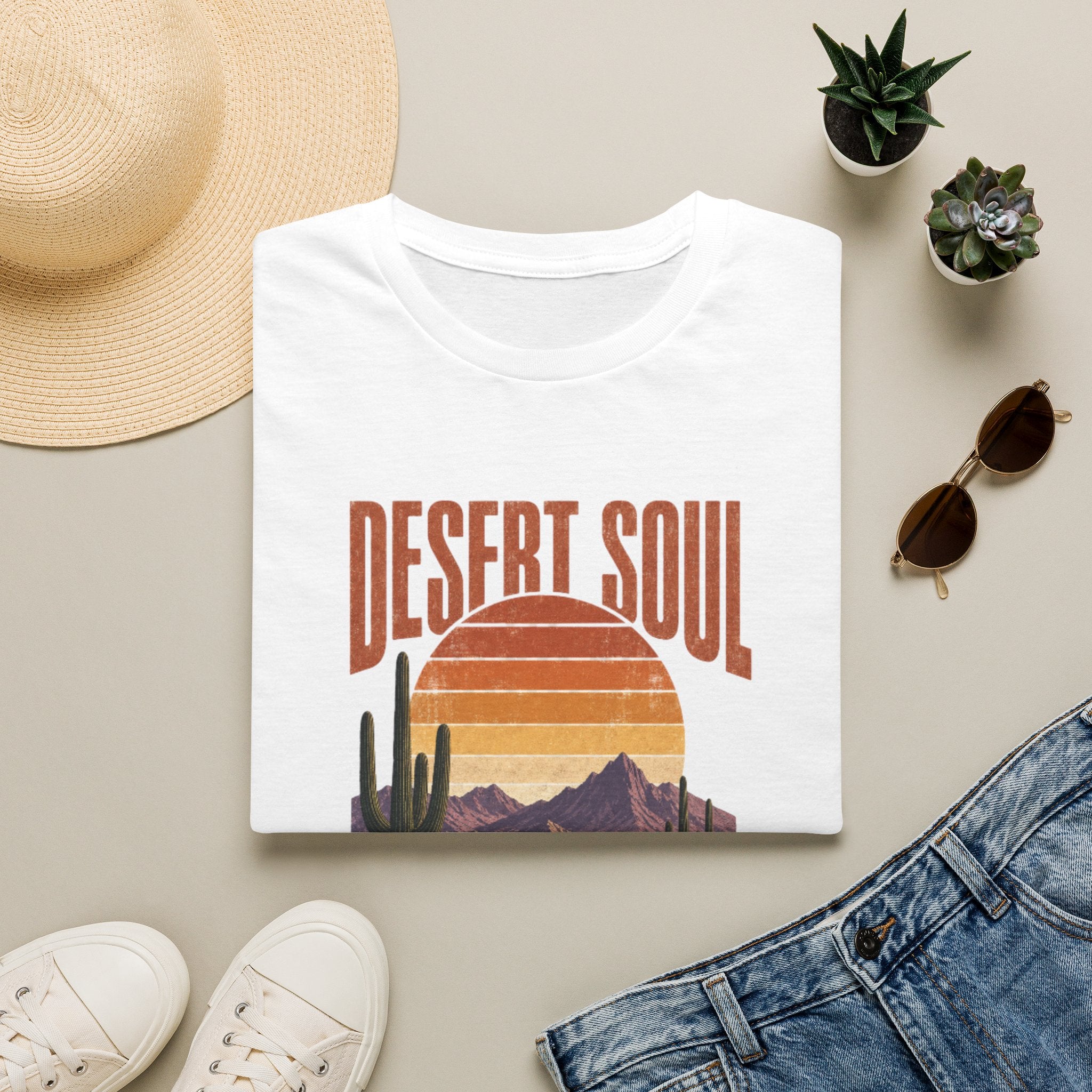 Desert Soul T‑Shirt — Vintage Sunset Cactus Tee