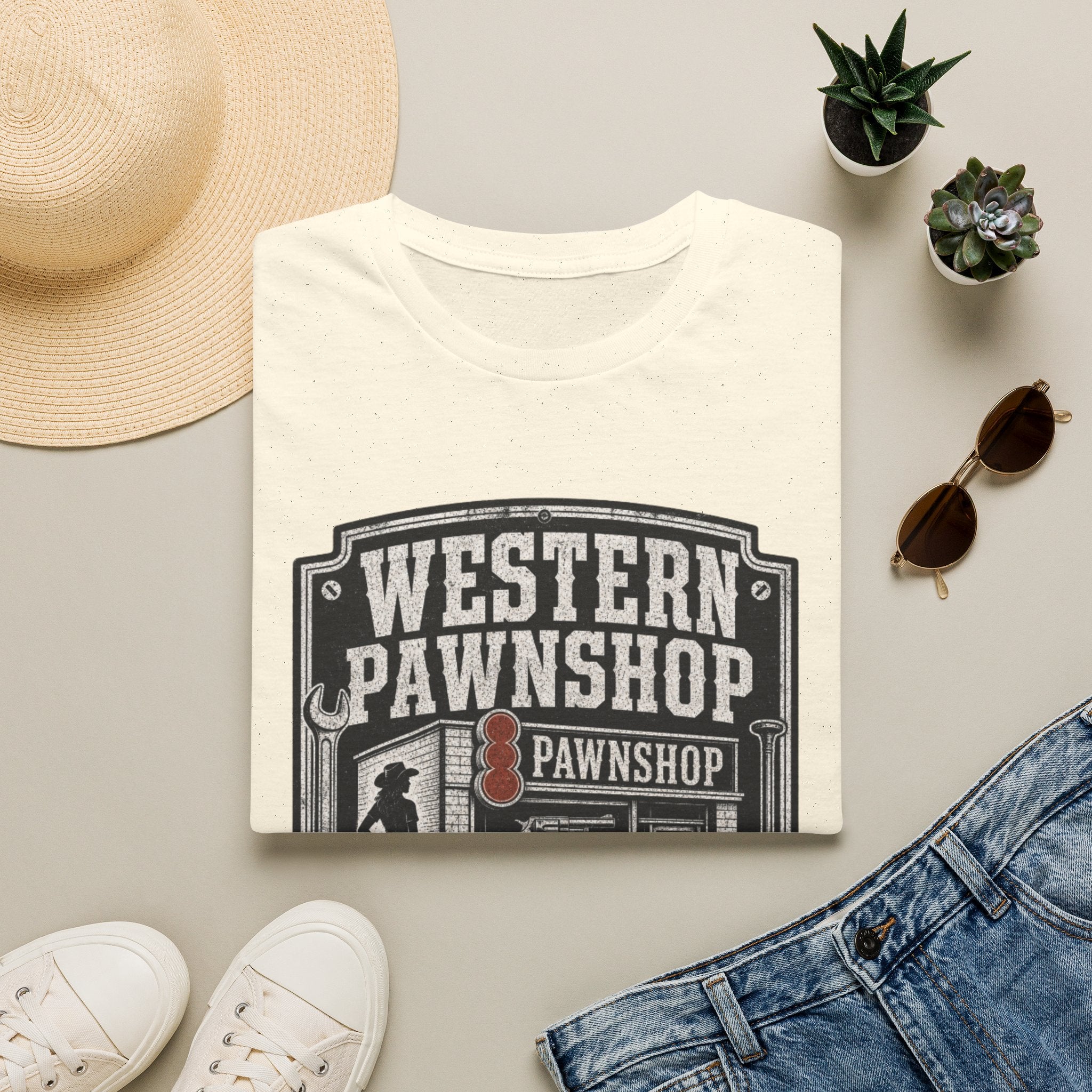 Western Pawnshop T-Shirt — Vintage Wild West Pawnshop Graphic Tee