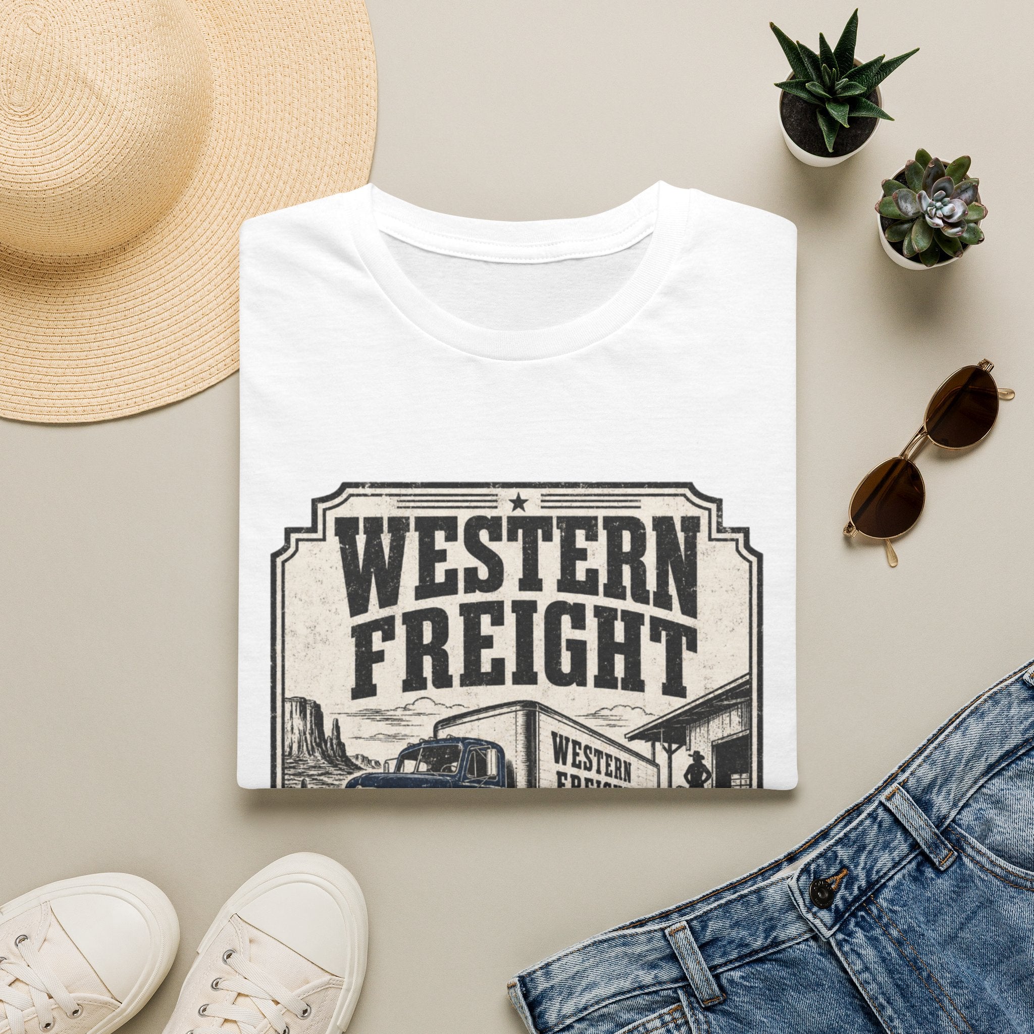 Western Freight Vintage Truck T-Shirt — 'Delivered Rain or Shine' Route 66 Tee