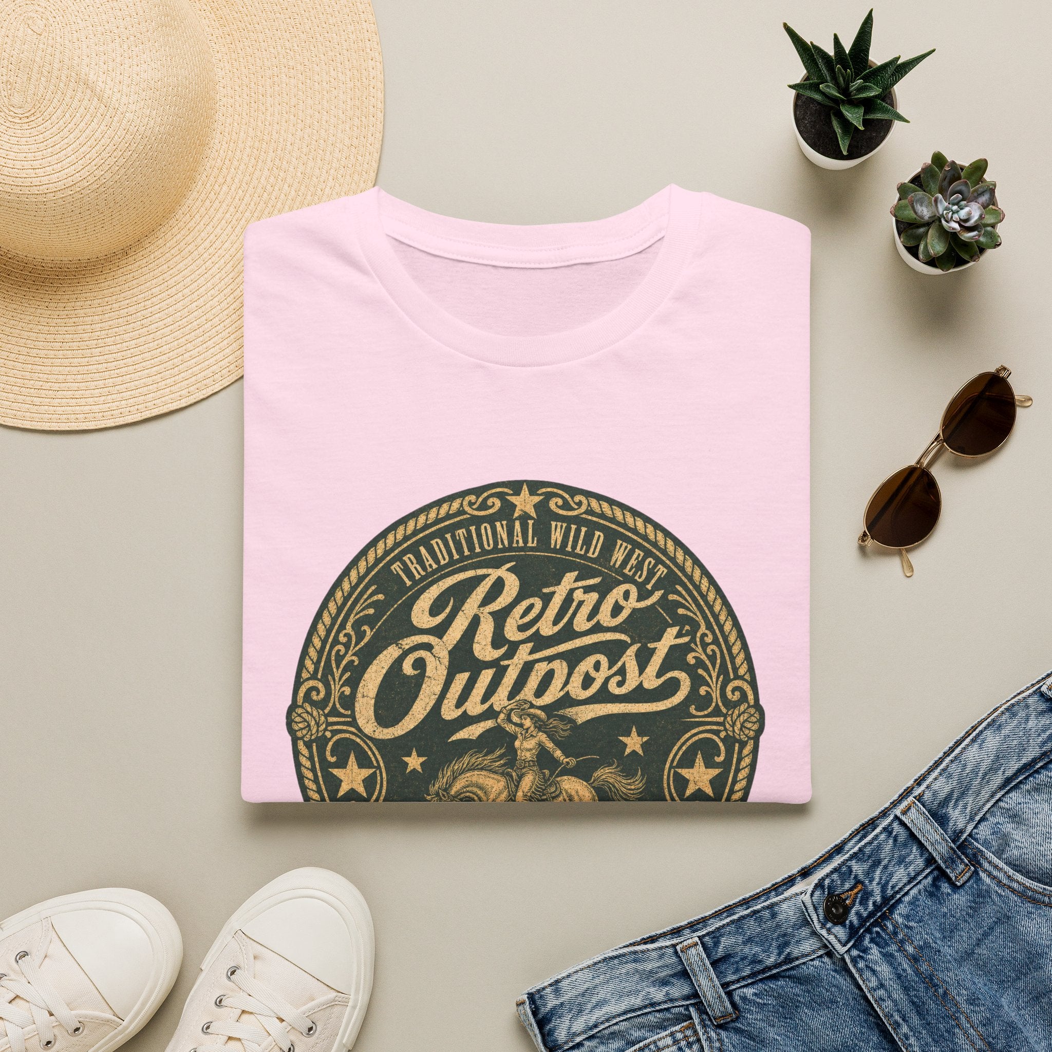Retro Outpost T‑Shirt — Vintage Wild West Badge Graphic