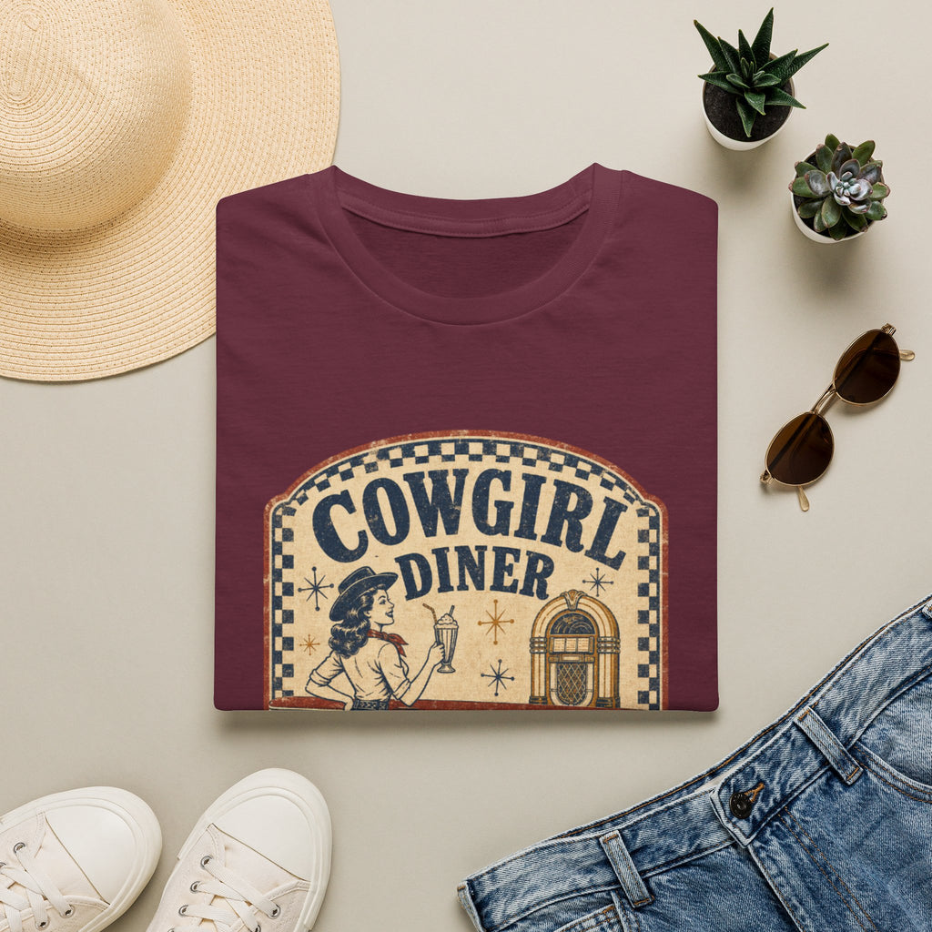 Cowgirl Diner Vintage Tee — Retro Western 'Cowgirl Diner' Graphic T-Shirt