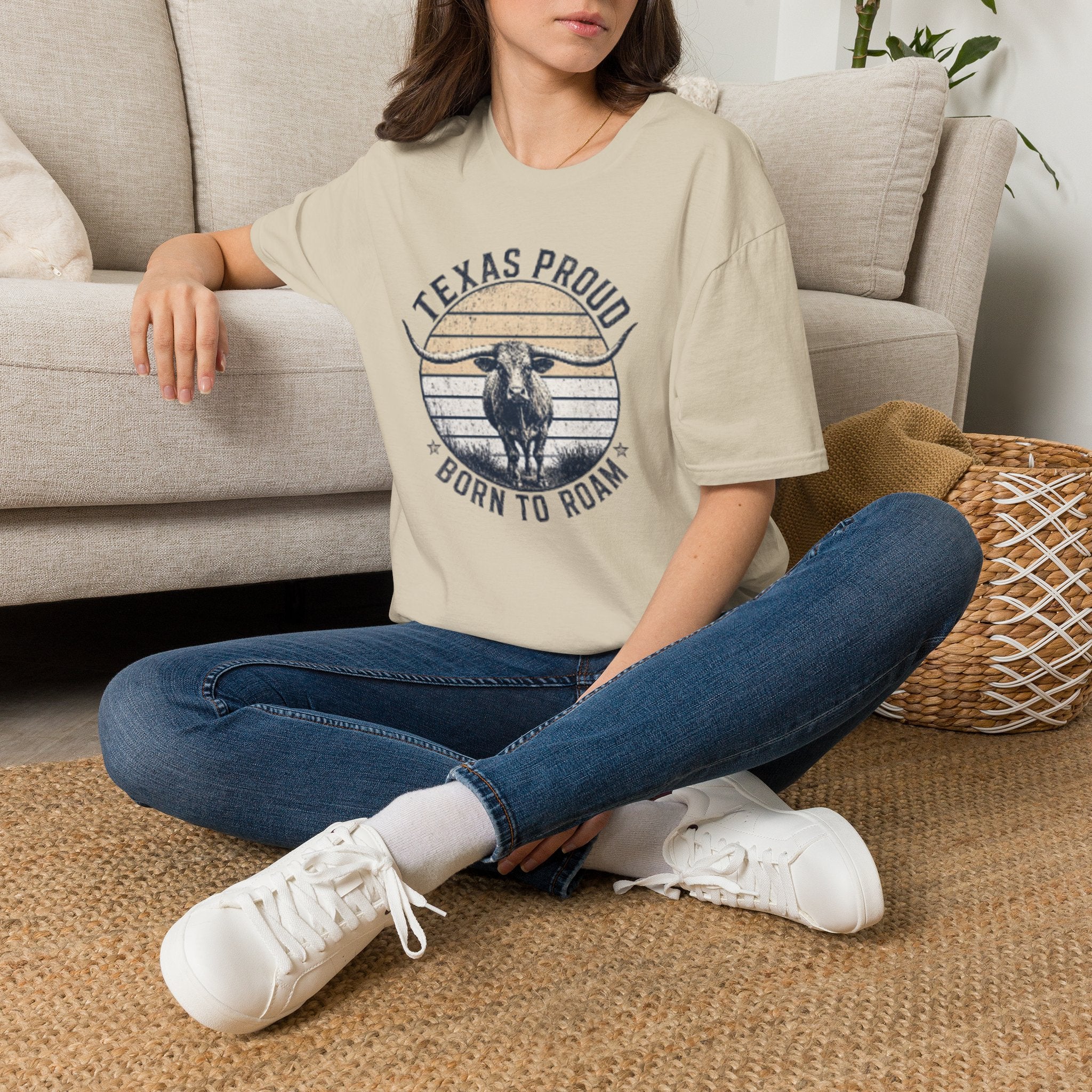 Texas Proud "Born to Roam" T-Shirt — Vintage Longhorn Tee for Texas Lovers