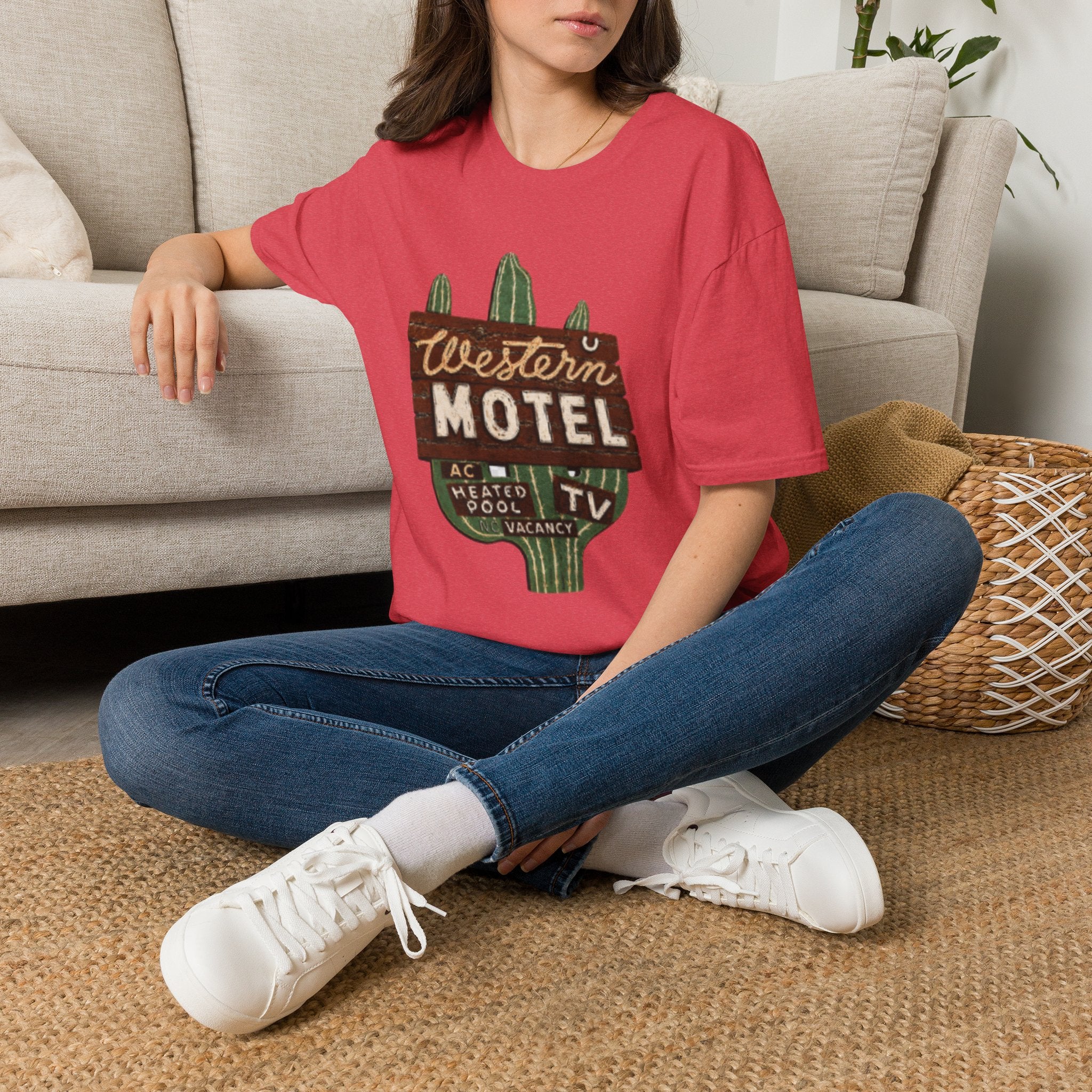Western Motel Vintage Sign T-Shirt — Desert Cactus Roadtrip Tee