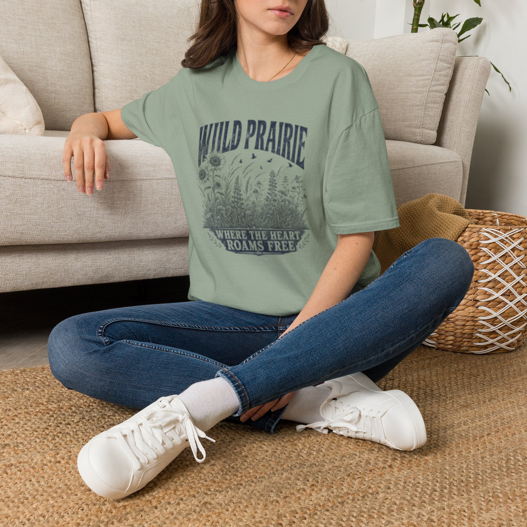 Wild Prairie T-Shirt — Vintage Floral 'Where the Heart Roams Free' Tee