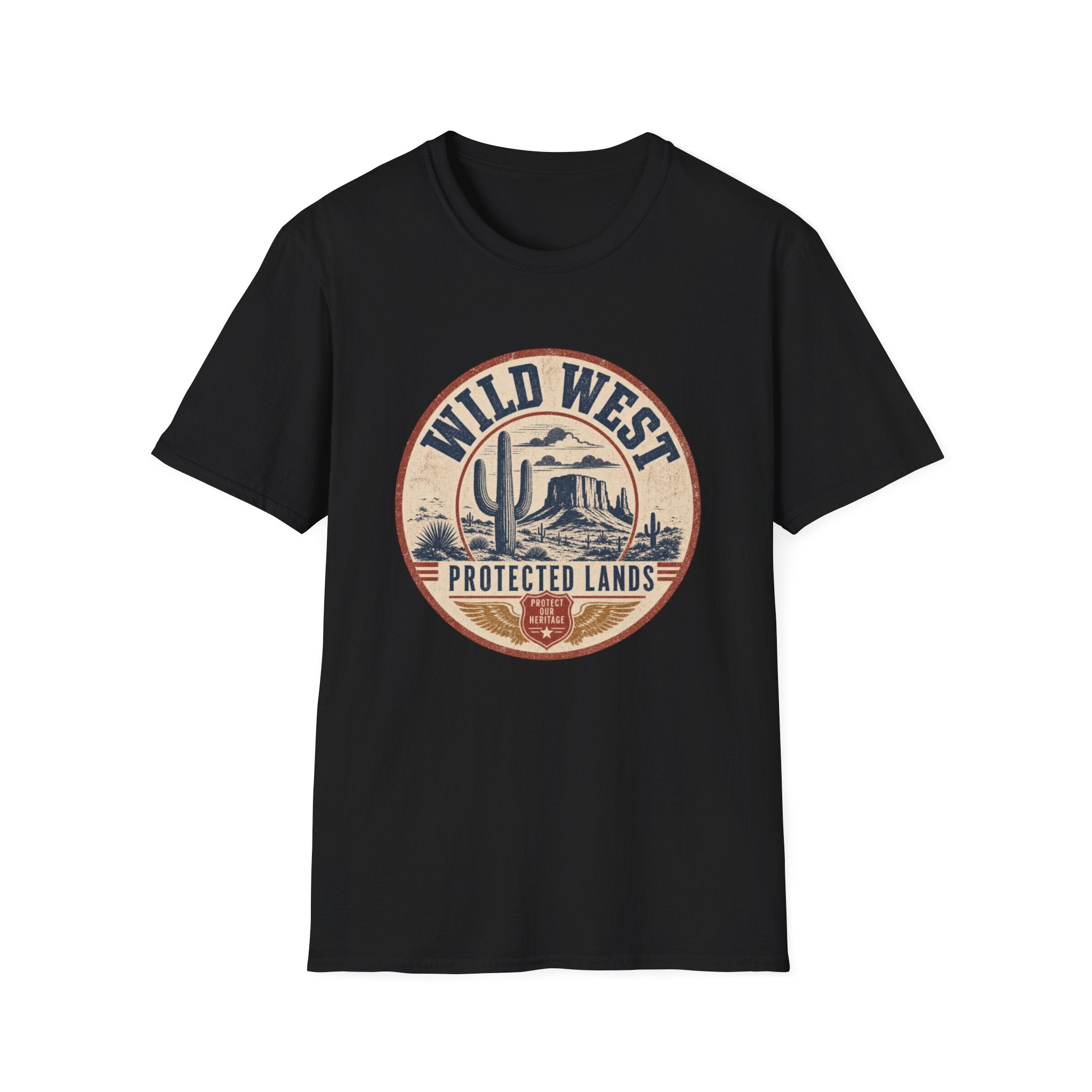 Wild West Vintage T-Shirt — "Wild West Protected Lands" Desert Cactus Graphic