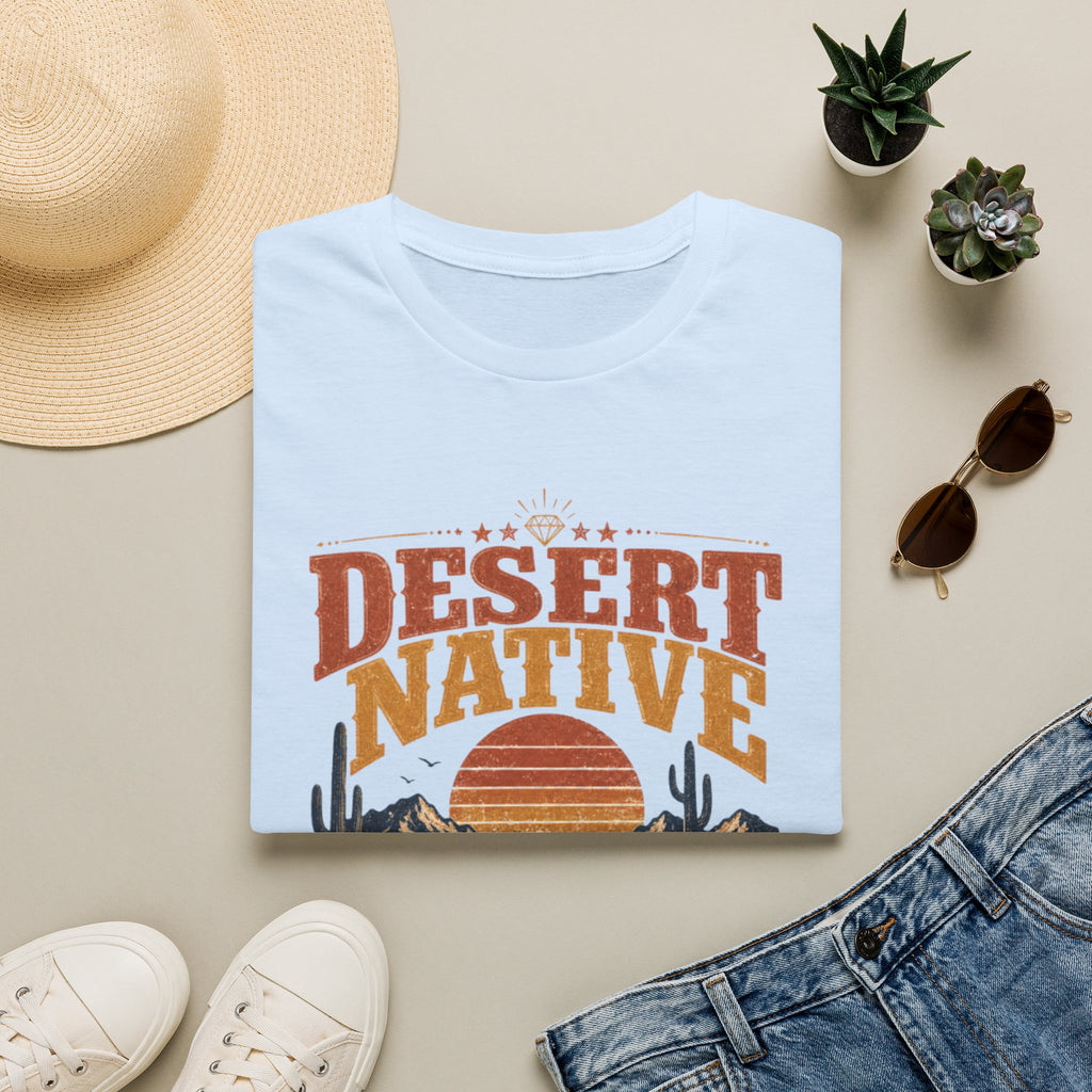 Desert Native T‑Shirt — Retro Cactus & Sunset Armadillo Tee