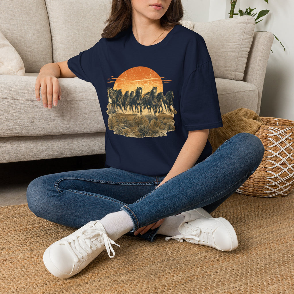 Sunset Mustang T-Shirt — Wild Horse Graphic Tee