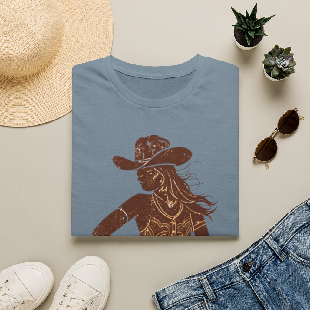 Cowgirl Silhouette T‑Shirt — Rustic Western Woman Graphic Tee