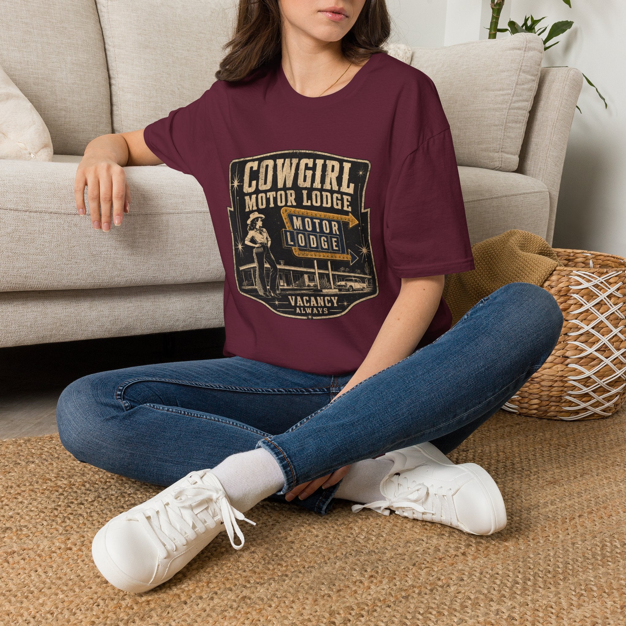 Cowgirl Motor Lodge Vintage Graphic T‑Shirt — Retro Western Travel Tee