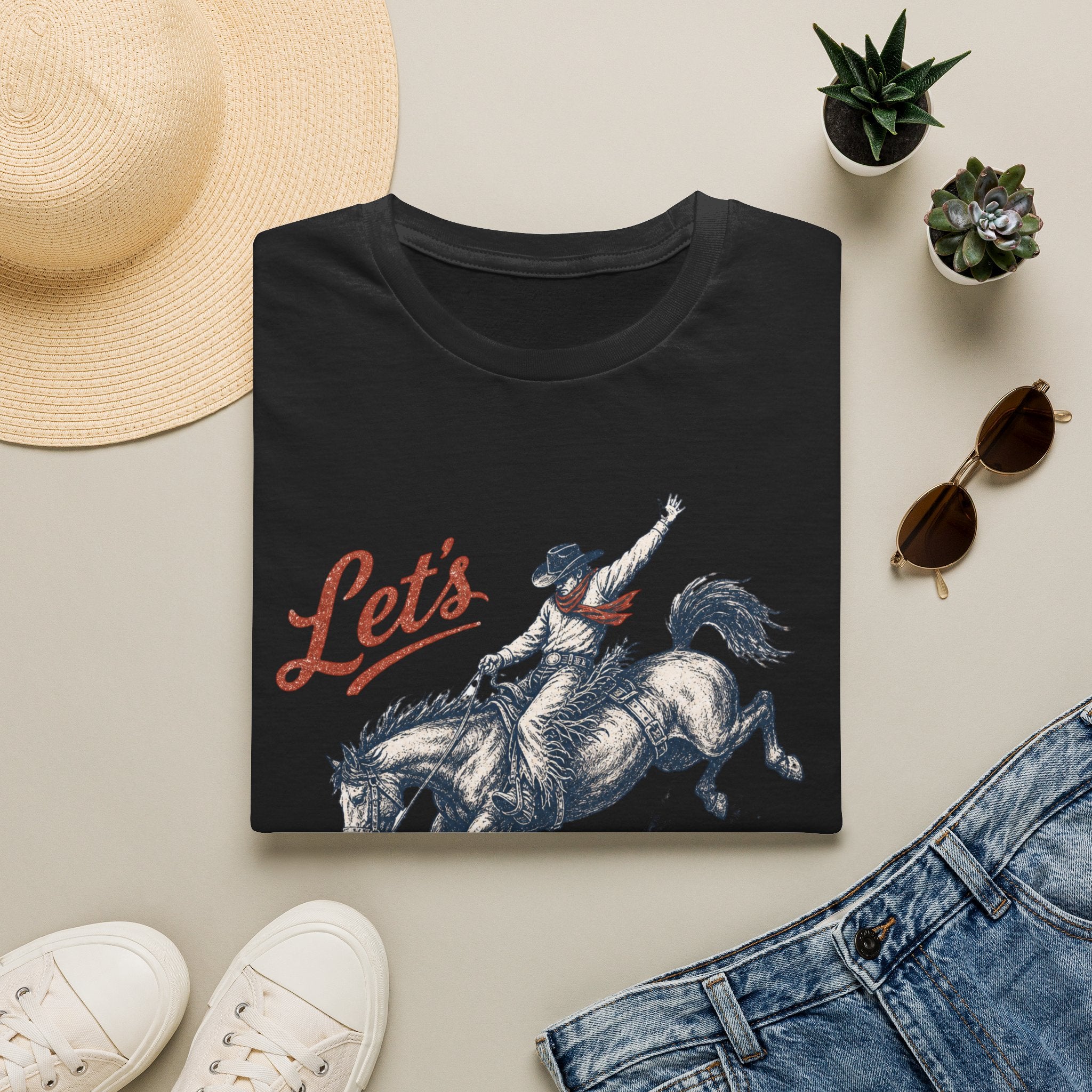 Let's Rodeo T‑Shirt — Vintage Bucking Bronco Western Graphic Tee
