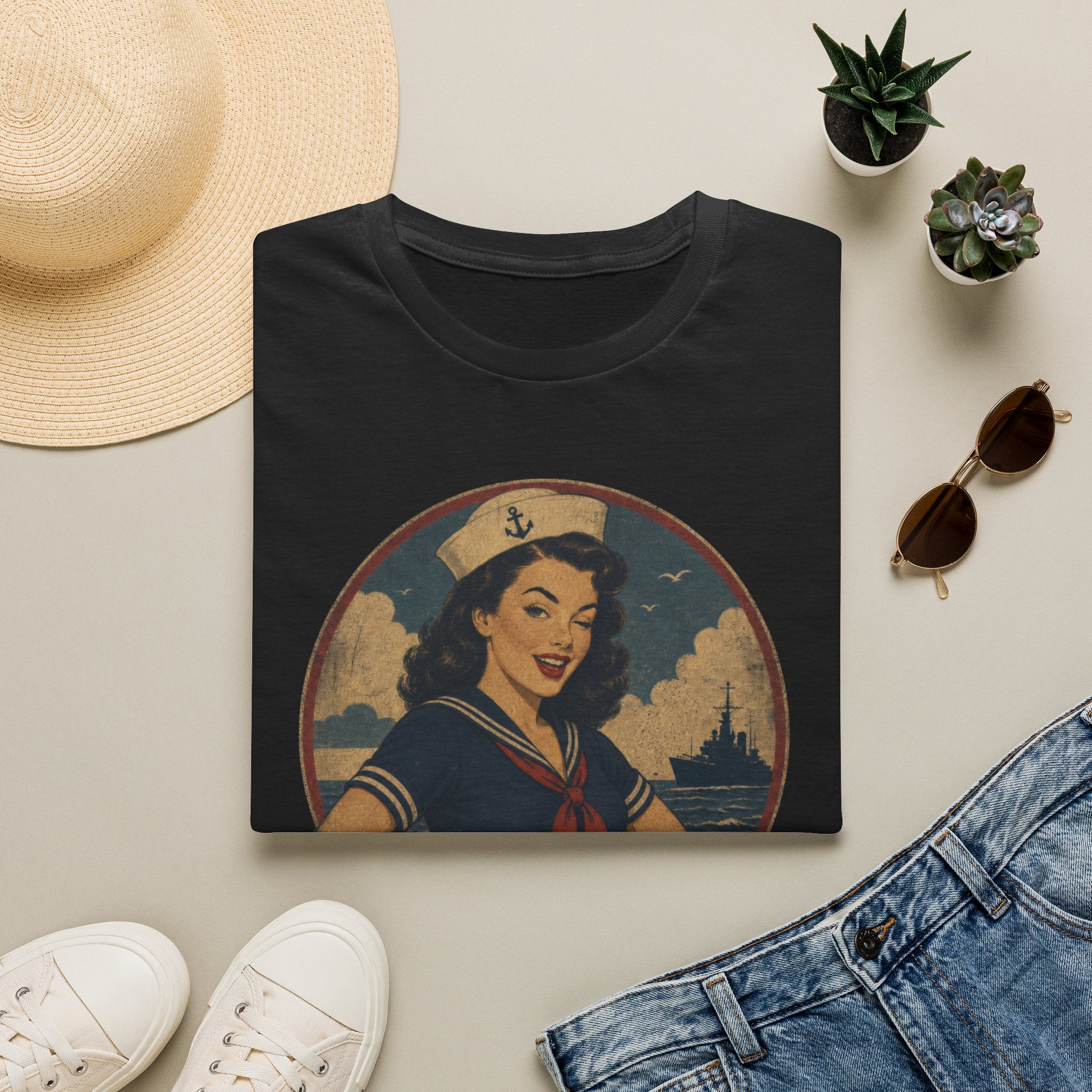 Vintage Sailor Girl T-Shirt — “Swearing Like a Sailor” Retro Tee