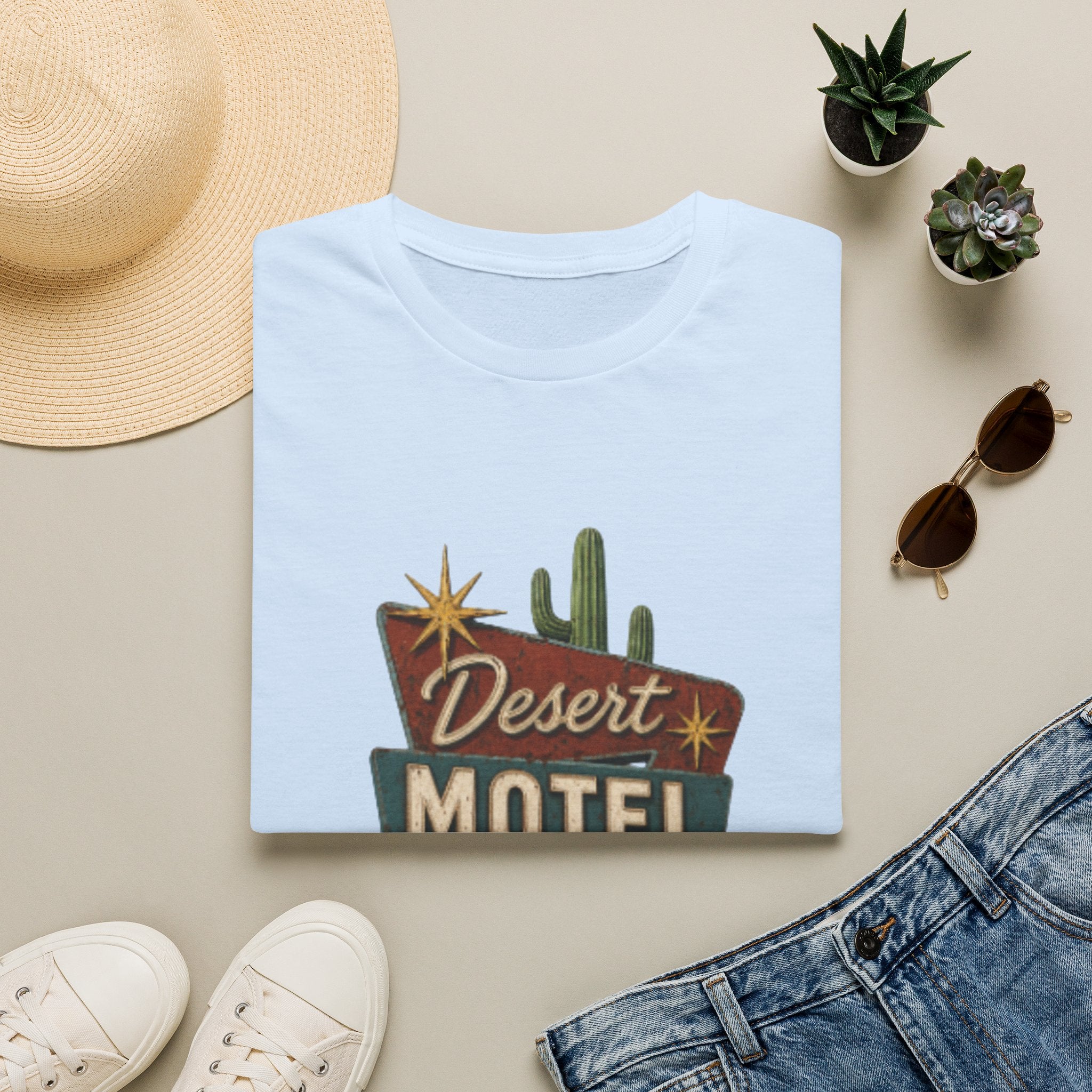 Desert Motel T‑Shirt — Retro Route 66 Desert Sign Tee