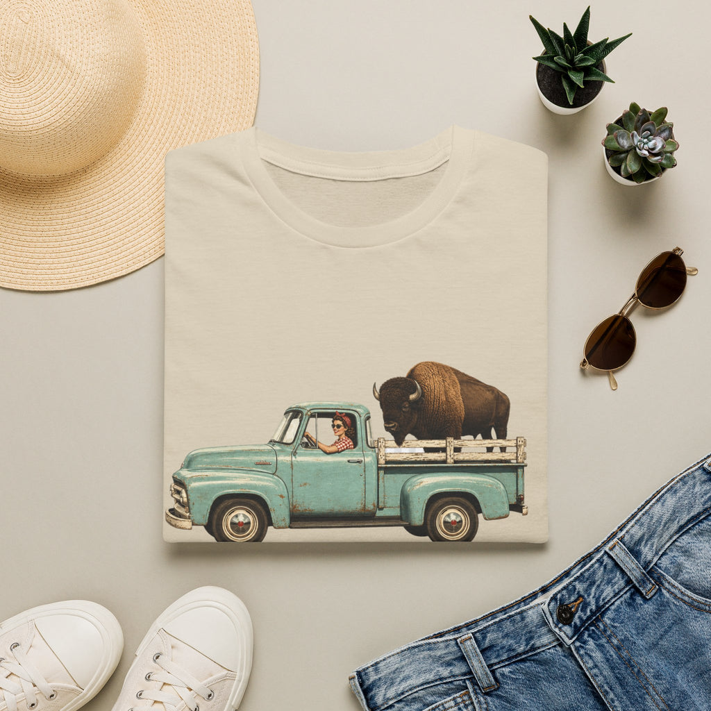 Vintage Truck & Buffalo T-Shirt — Retro Western Road Trip Tee
